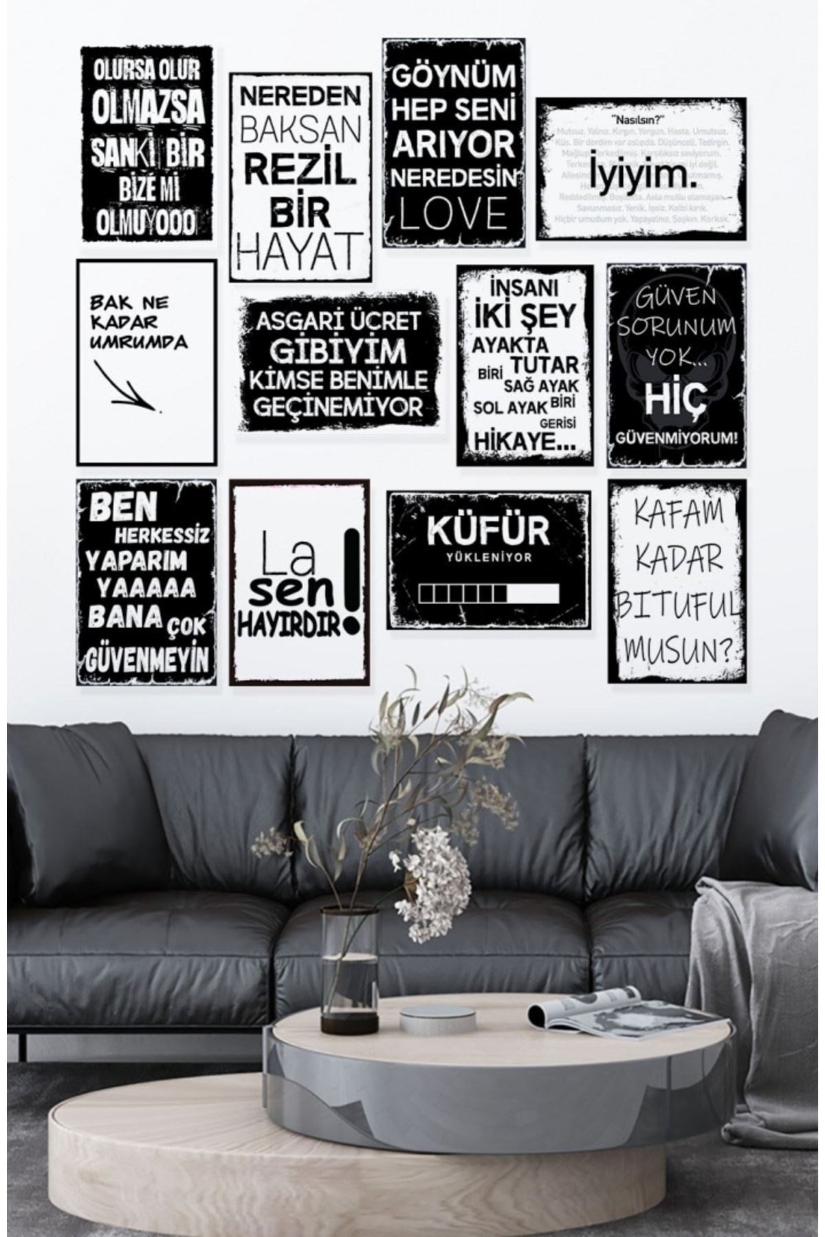 Sözler Temalı 12 Parça Ahşap Poster Tablo Duvar Dekoru 20 x 30