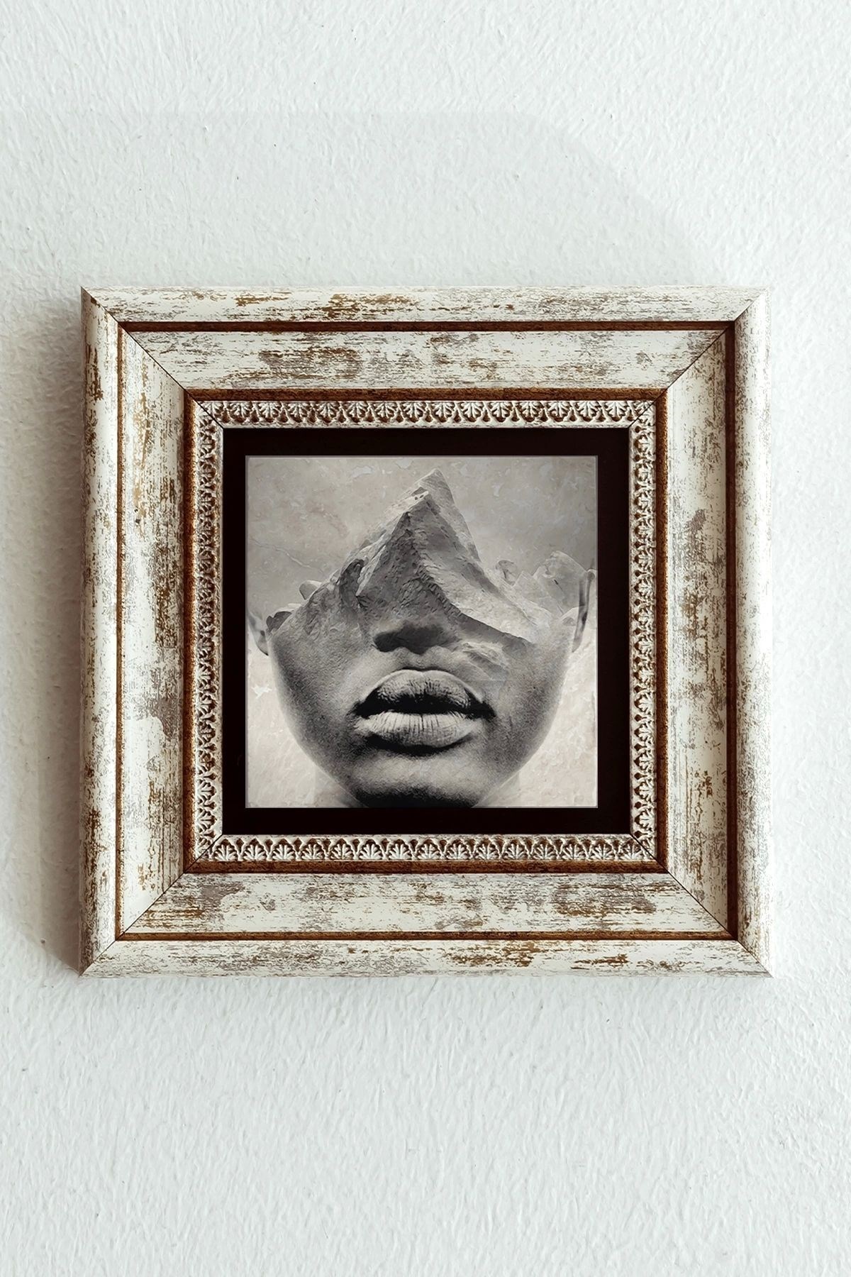 Kadın Çerçeveli Taş Tablo , Çerçeveli Taş Duvar Dekoru-enkcrcvtbl-00157 20 cm