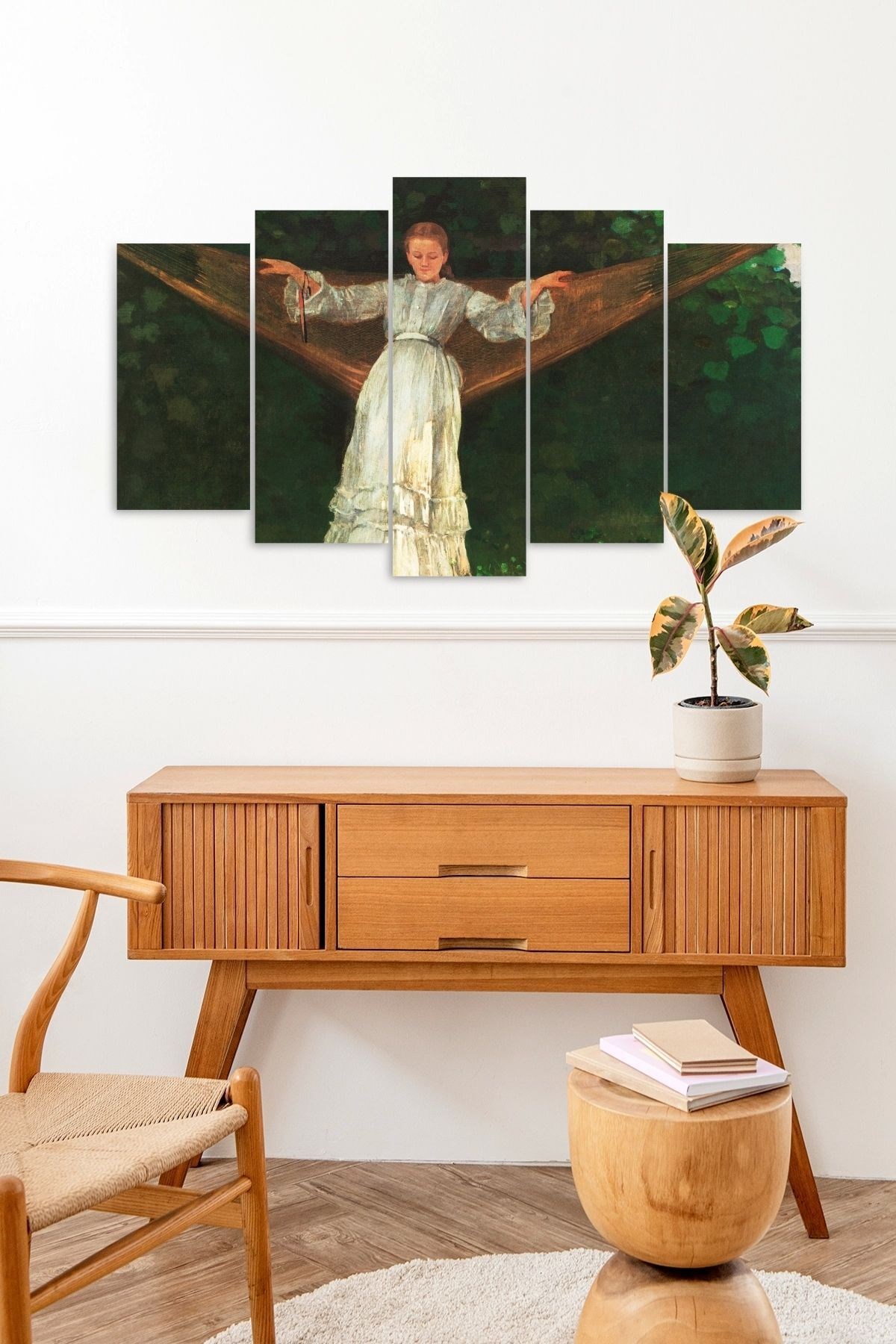 Kadın Manzarası 5 Parçalı Mdf Tablo 60 x 100