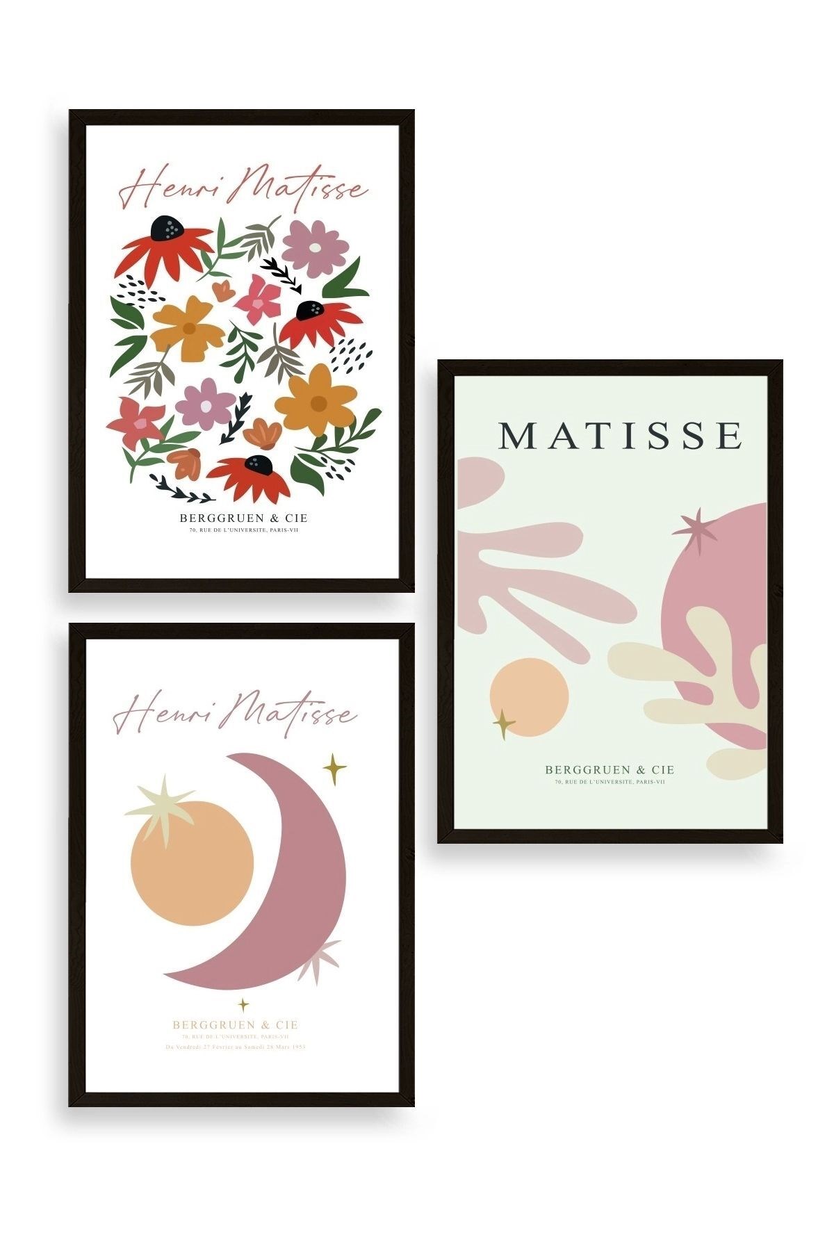 Matisse Üçlü Ahşap Çerçeveli Tablo 30 x 40