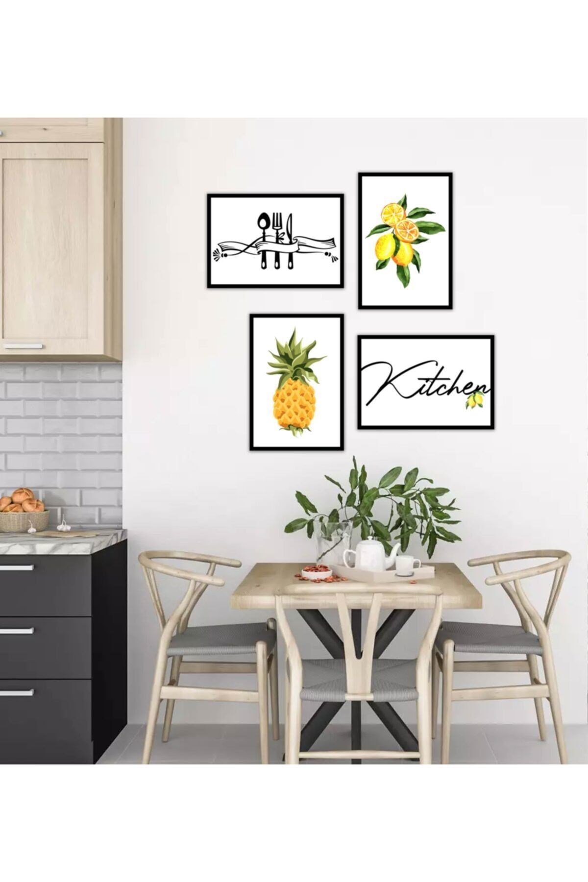 Mutfak Için Özel Tasarım 4 Parça Mdf Tablo Seti -1