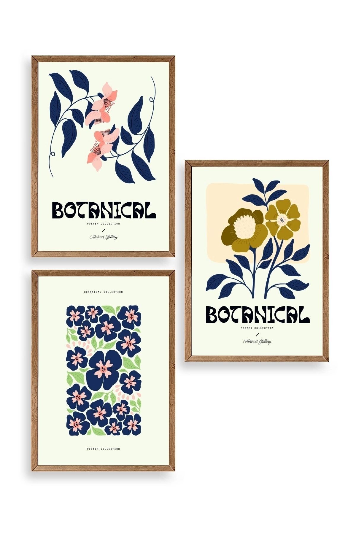 Botanik Üçlü Ahşap Çerçeveli Tablo 40 x 60