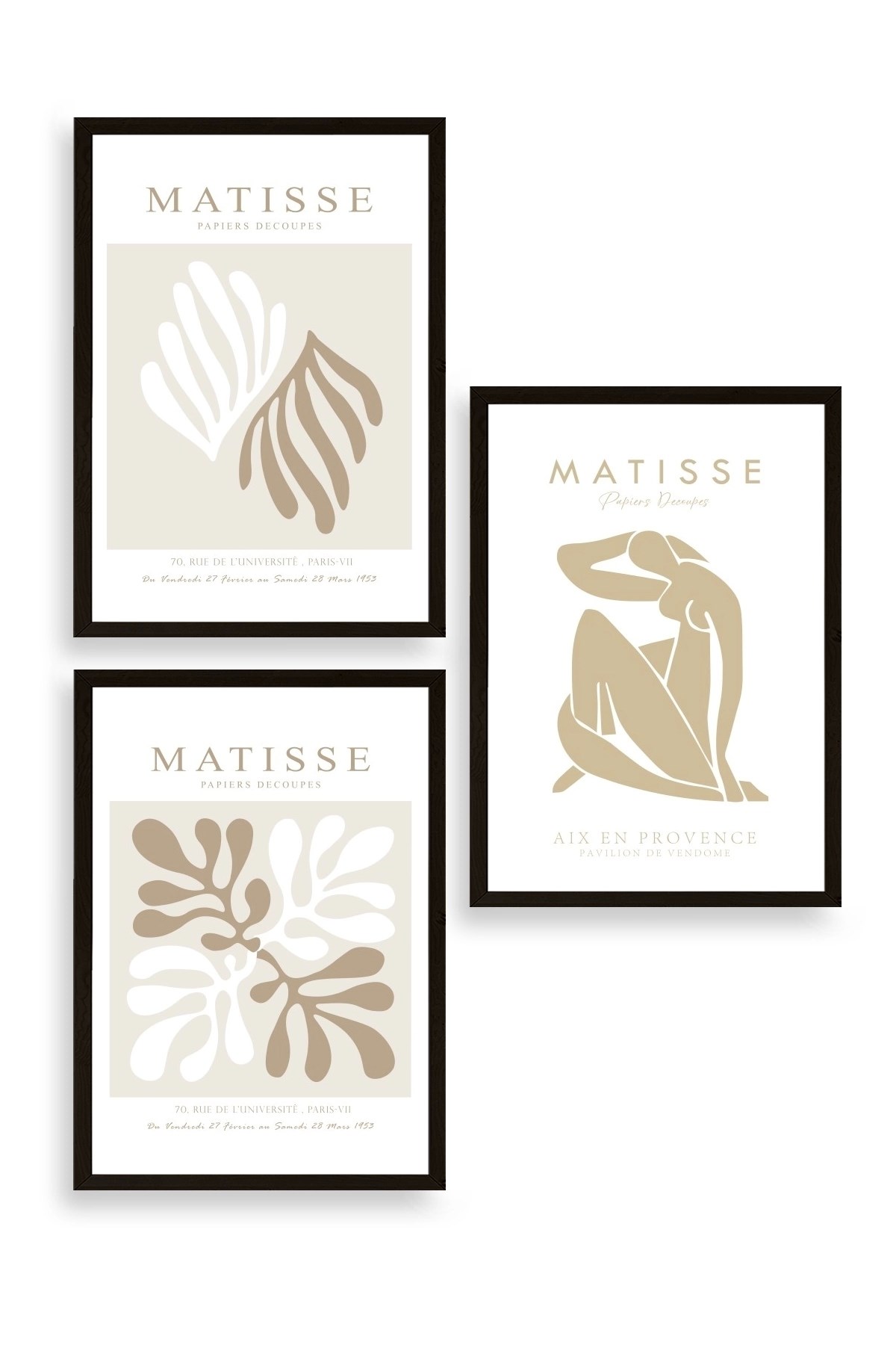 Matisse Üçlü Ahşap Çerçeveli Tablo 23 x 30