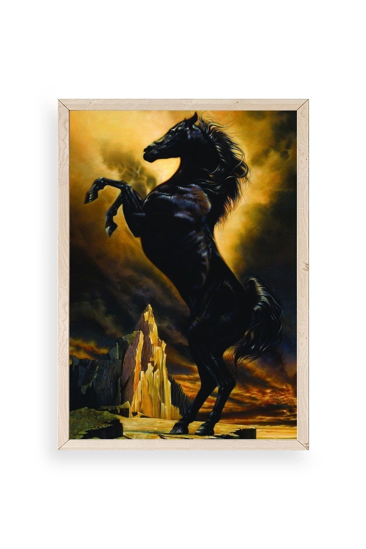 At Ahşap Çerçeveli Tablo 50 x 70