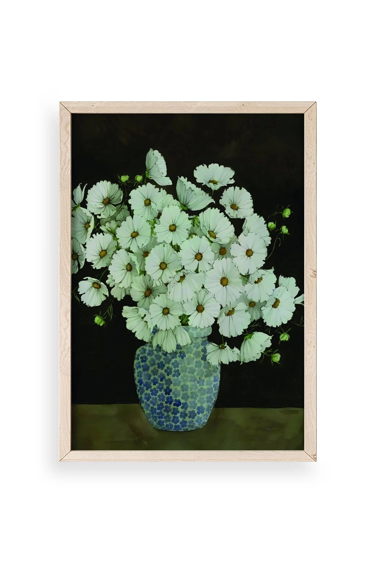 Çiçekler Ahşap Çerçeveli Tablo 23 x 30