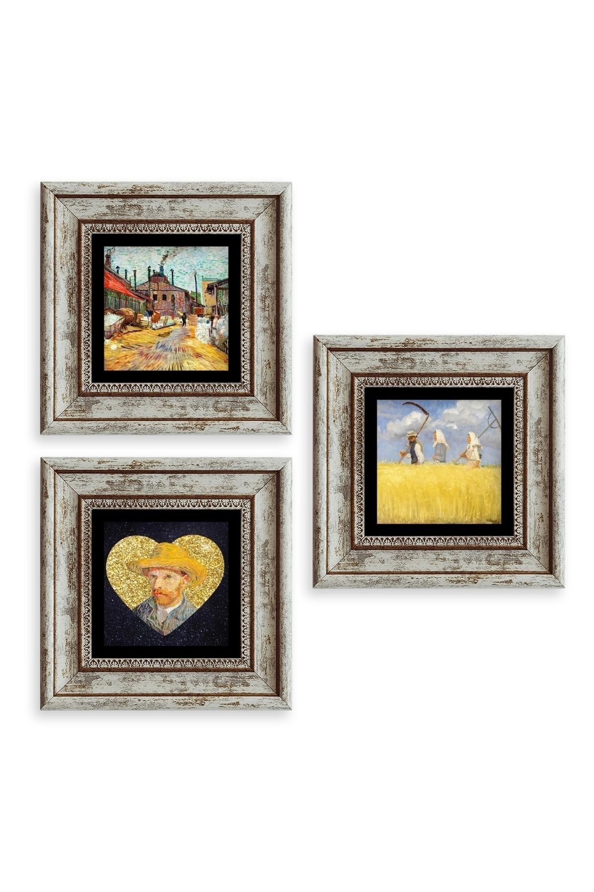 Van Gogh 3 lü Set Çerçeveli Taş Tablo 20 cm