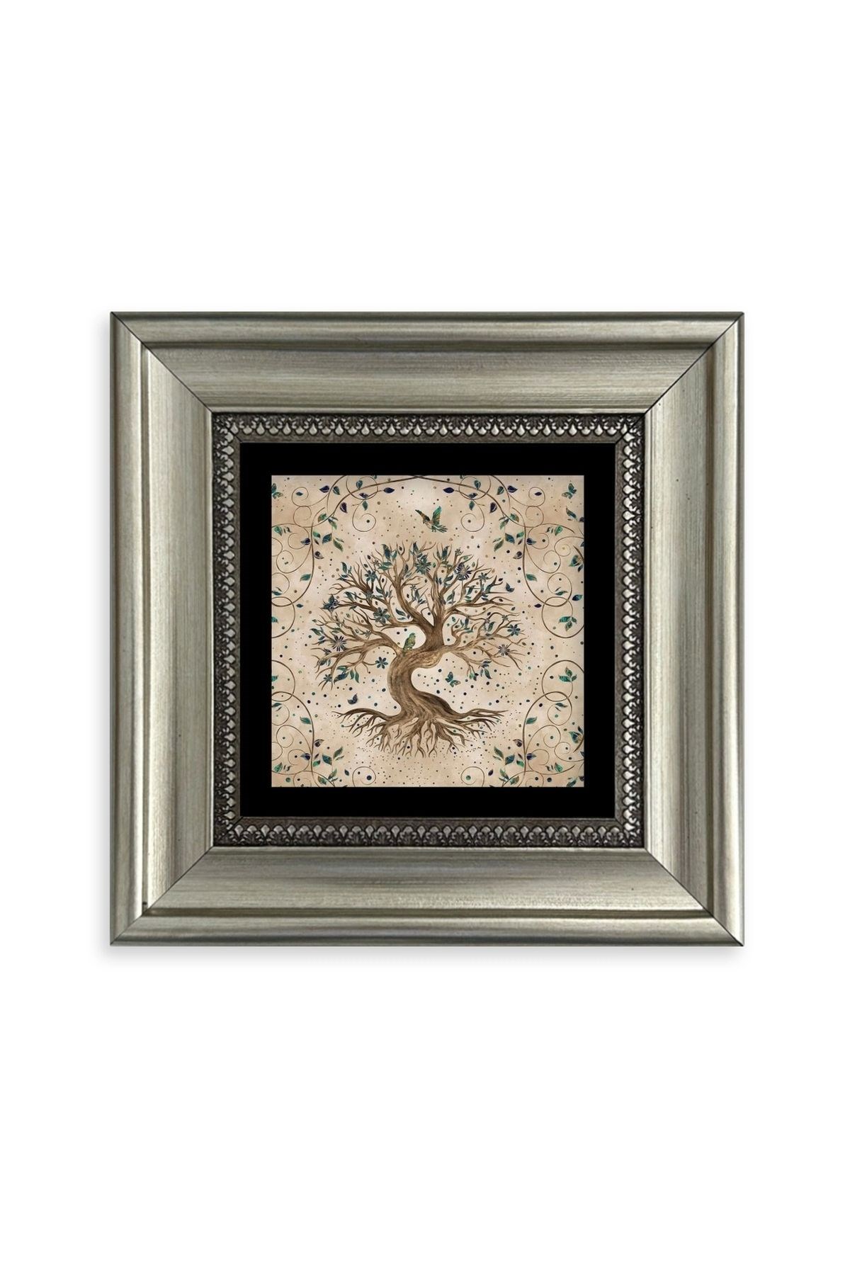 Hayat Ağacı Çerçeveli Taş Tablo 20 cm