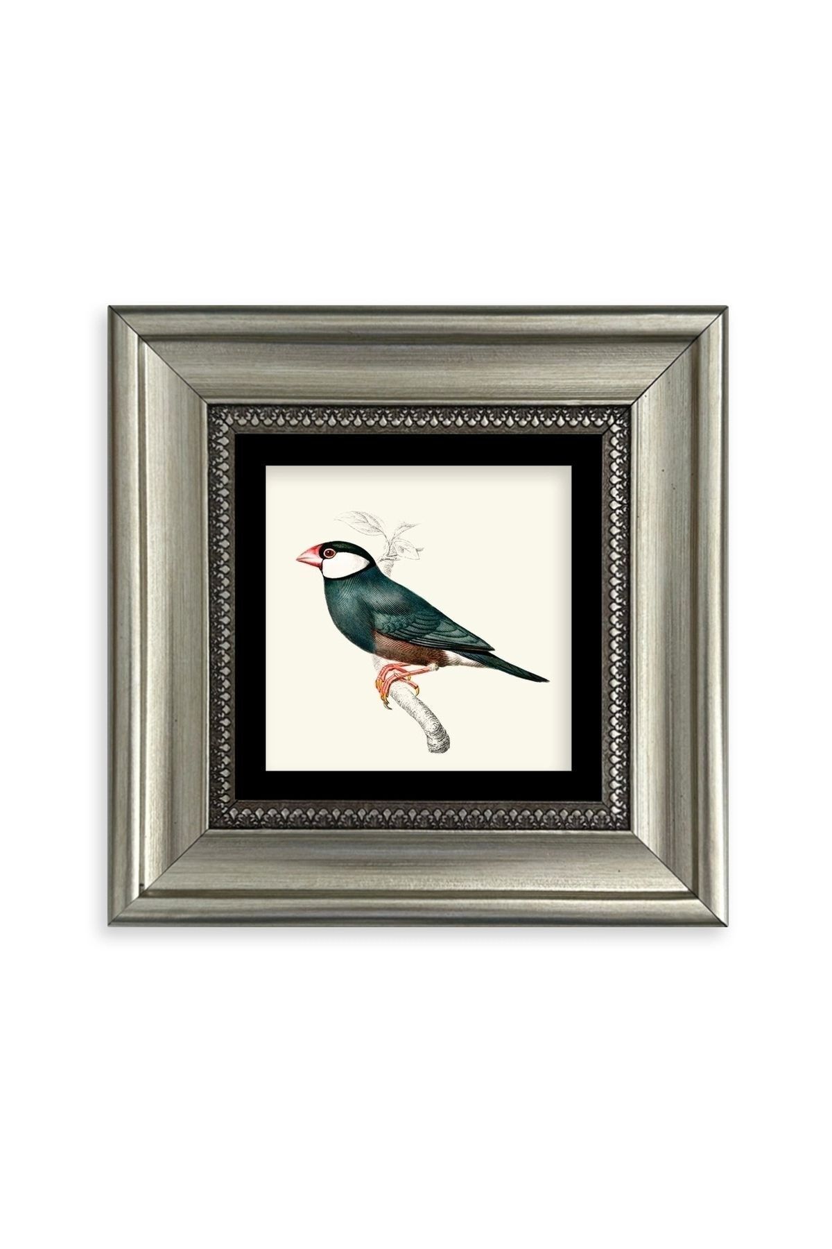 Yeşil Kuş Çerçeveli Taş Tablo 20 cm