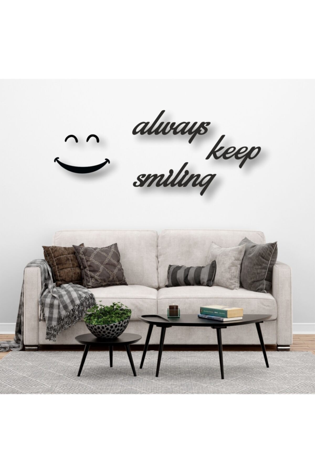 Always Keep Smiling Yazılı Ahşap Tablo 30 x 45