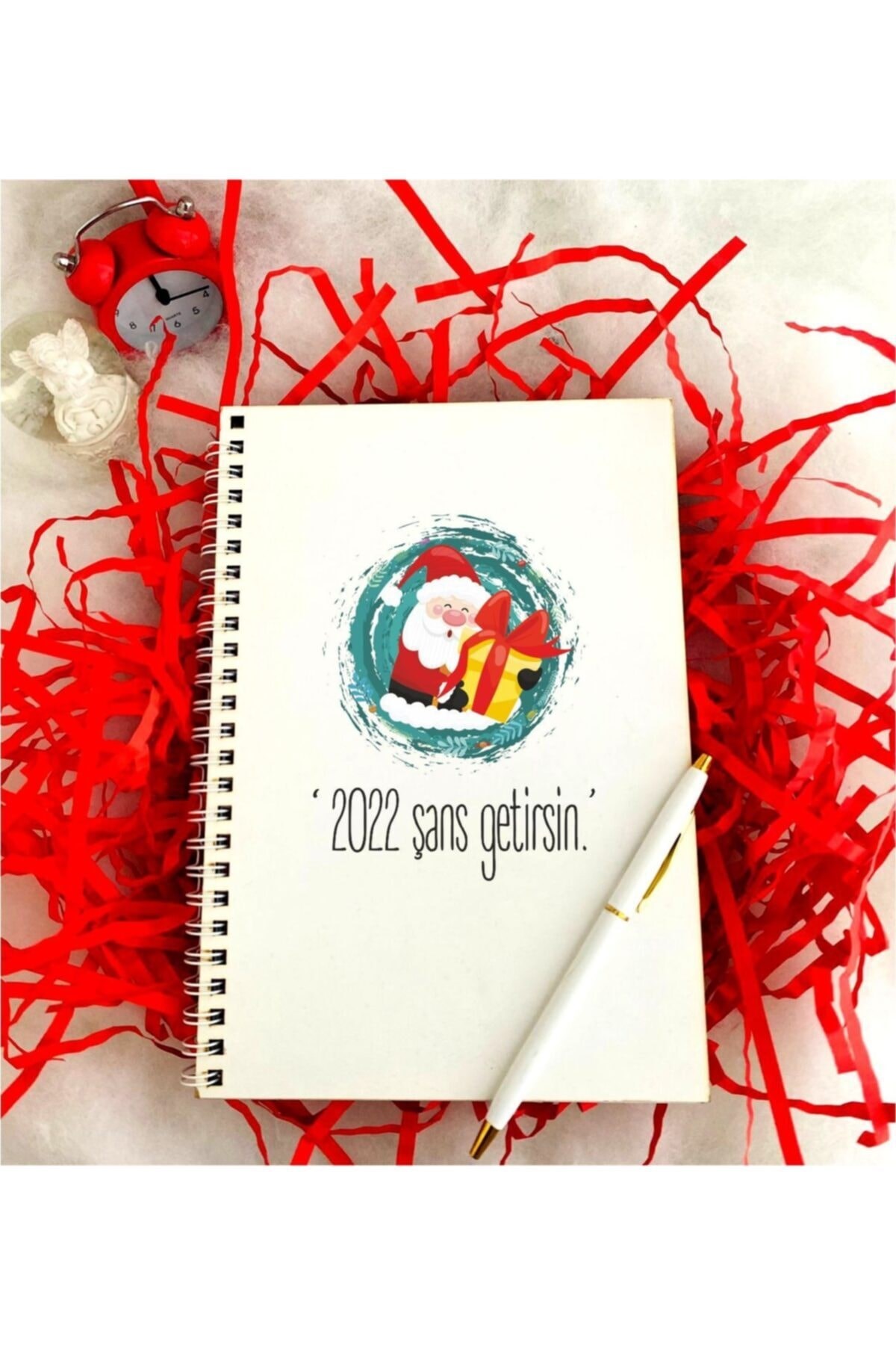 Yeni Yıl Ahşap Mutluluk Dileği Defter Kalem Seti