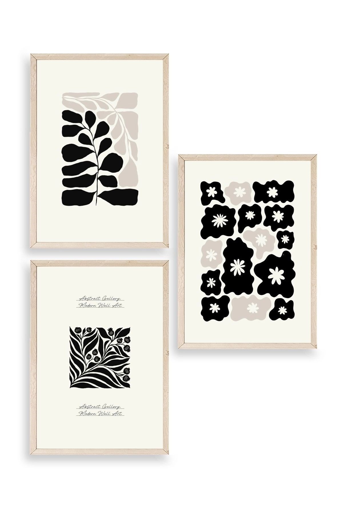 Modern Üçlü Ahşap Çerçeveli Tablo 30 x 40