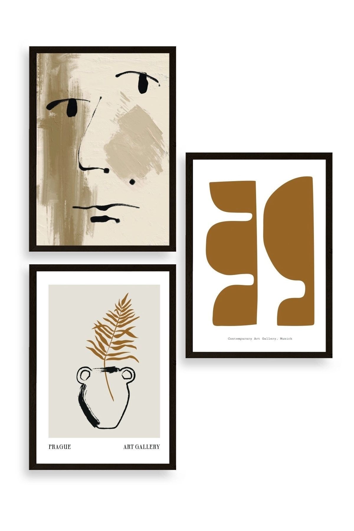 Modern Üçlü Ahşap Çerçeveli Tablo 50 x 70