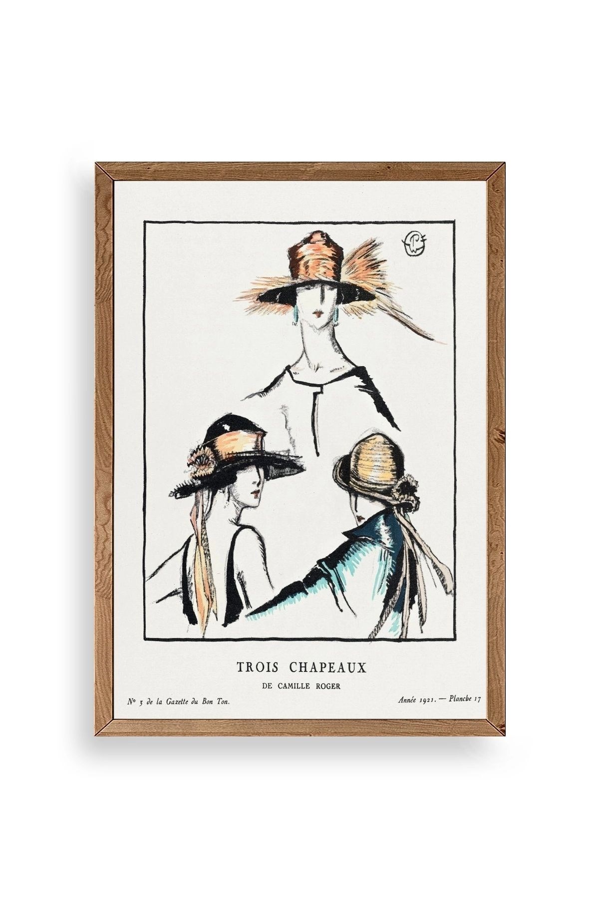 Paris Şapkaları Ahşap Çerçeveli Tablo 30 x 42