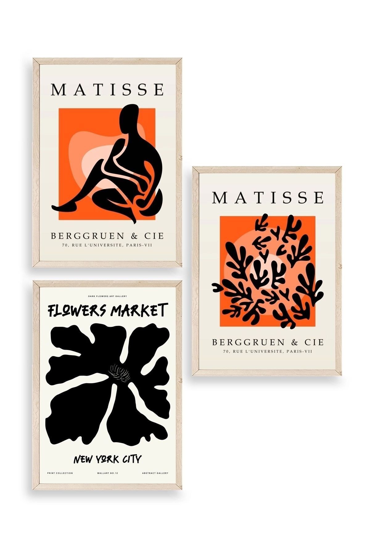 Matisse Üçlü Ahşap Çerçeveli Tablo 40 x 60