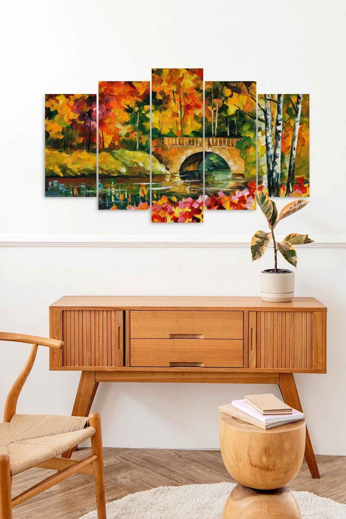 Çiçekler Manzara 5 Parçalı Mdf Tablo 60 x 100