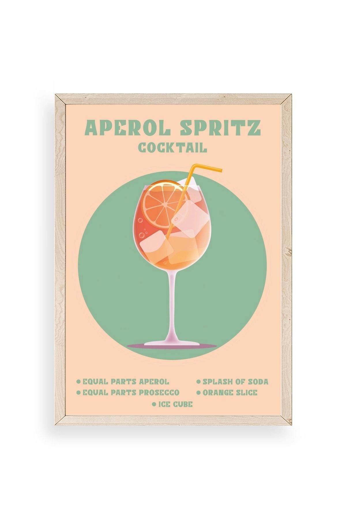 Aperol Spritz Ahşap Çerçeveli Tablo 30 x 42