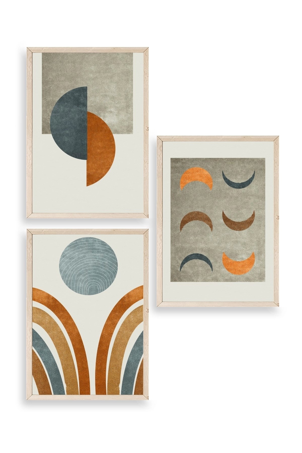 Manzara Üçlü Ahşap Çerçeveli Tablo 50 x 70