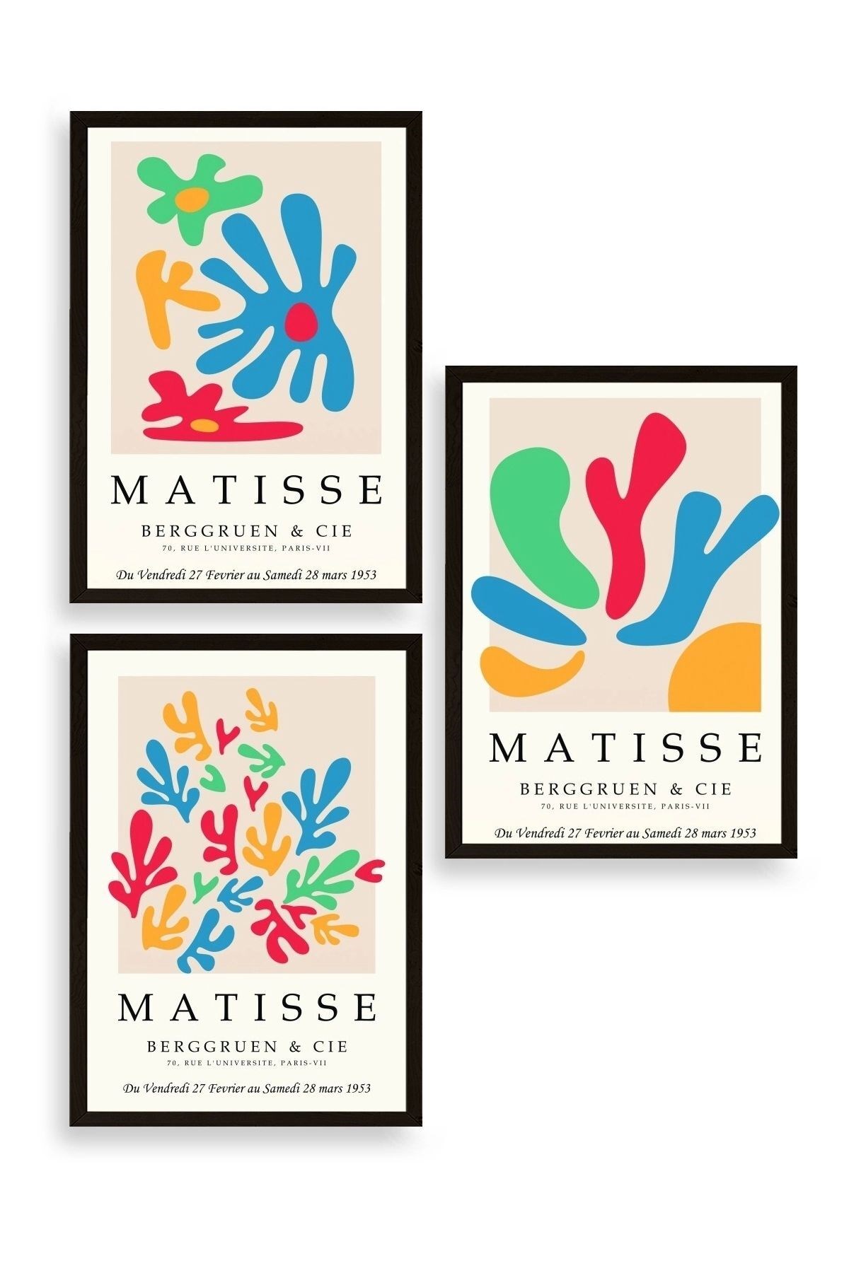 Matisse Üçlü Ahşap Çerçeveli Tablo 50 x 70