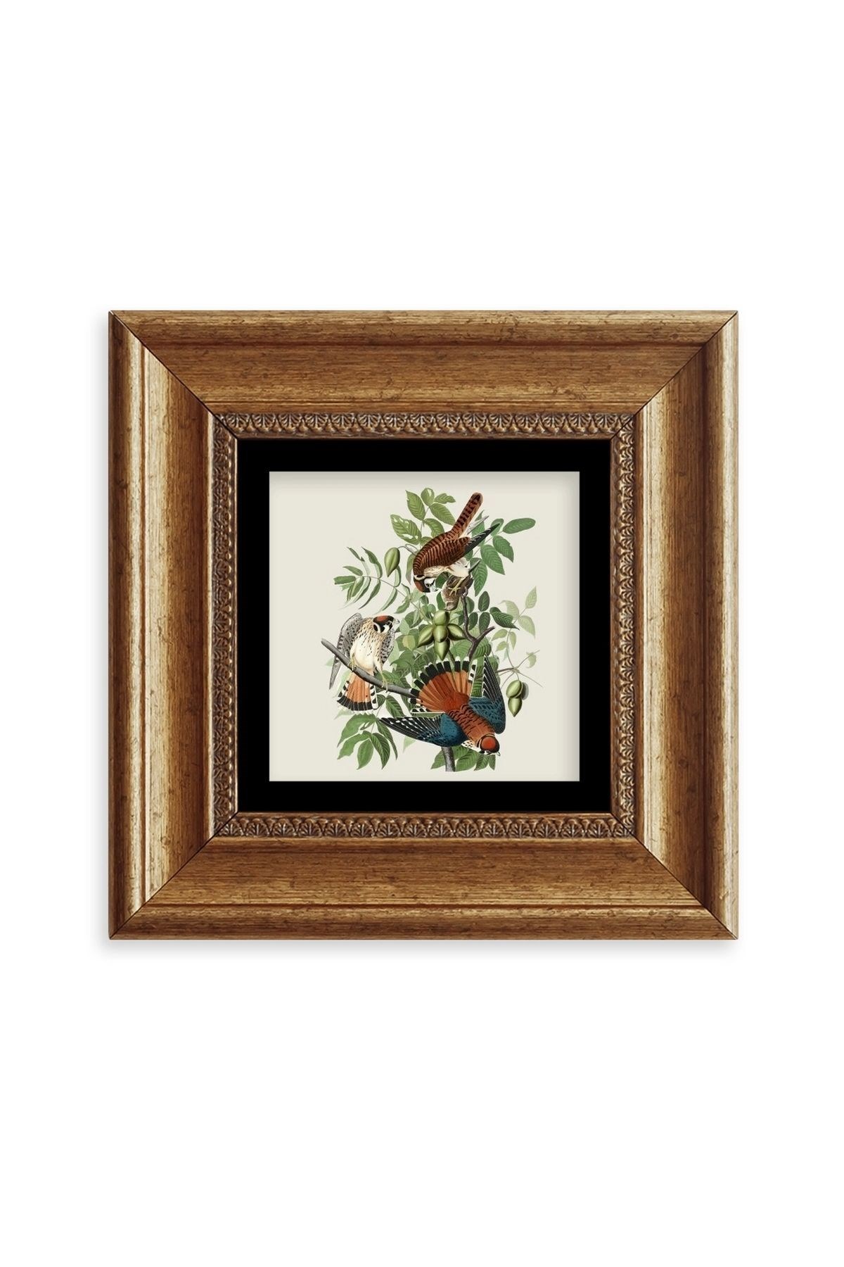 Kuş ve Yapraklar Çerçeveli Taş Tablo 20 cm