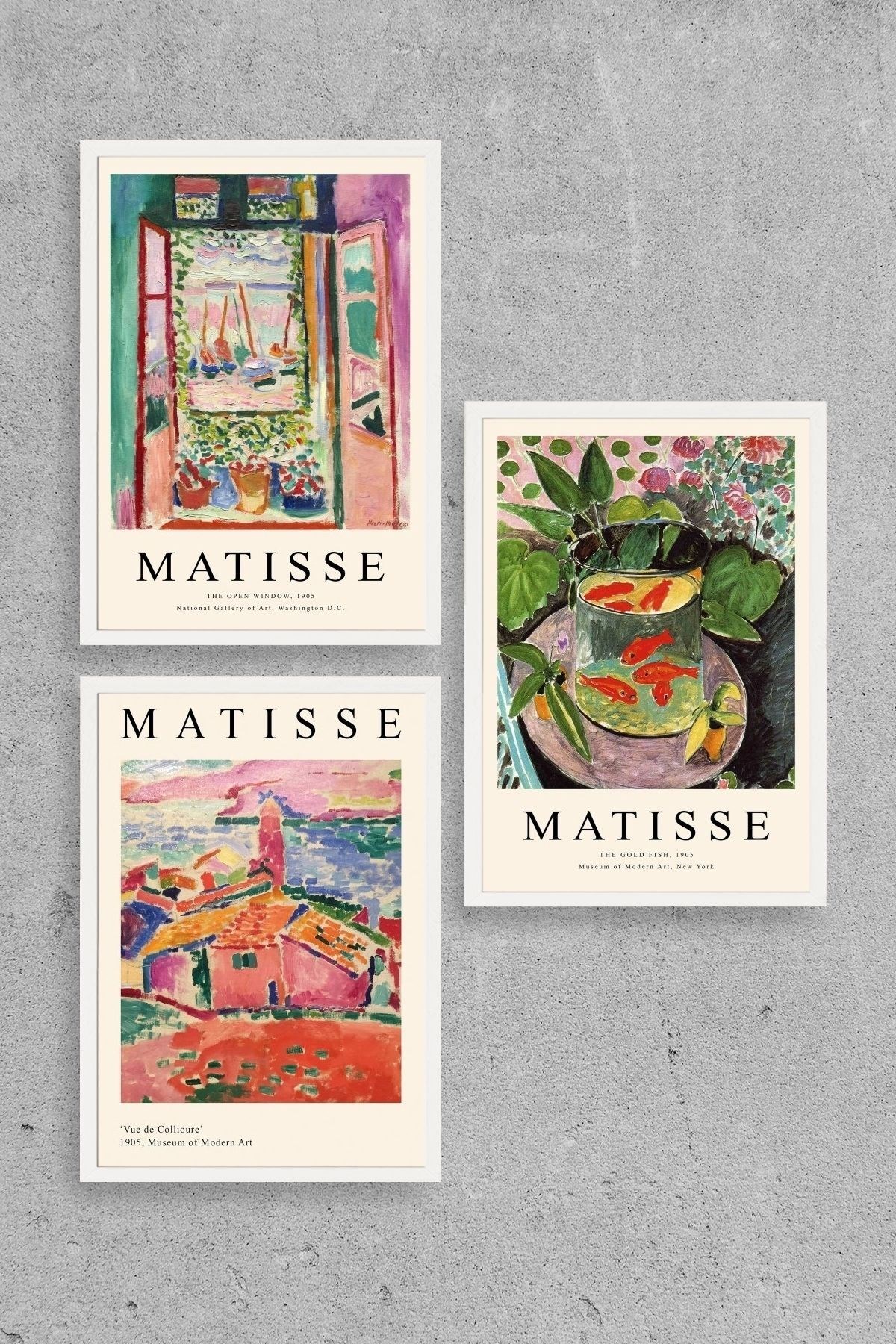 Matisse Üçlü Ahşap Çerçeveli Tablo 30 x 40