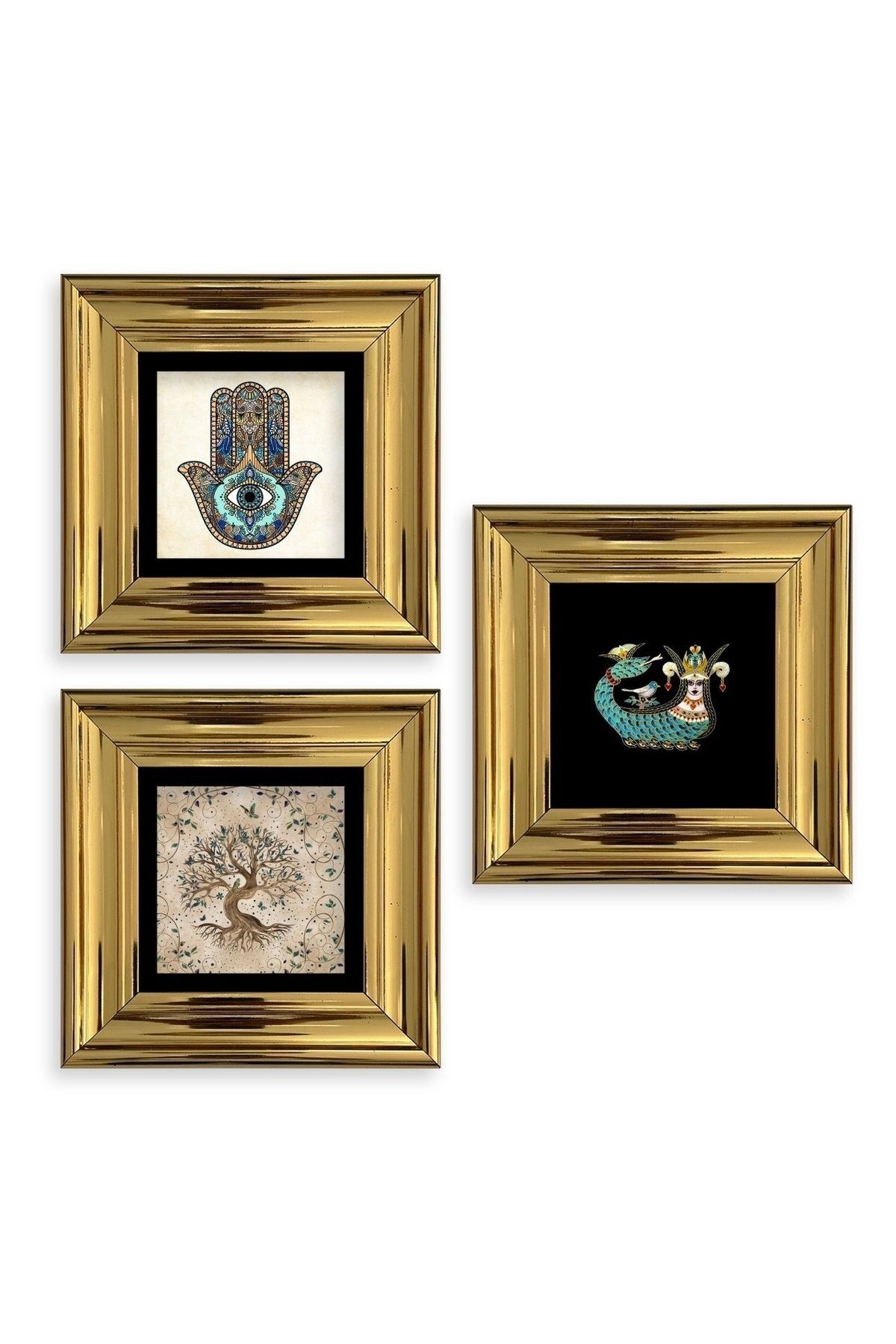 Mistik 3 lü Set Çerçeveli Taş Tablo 20 cm