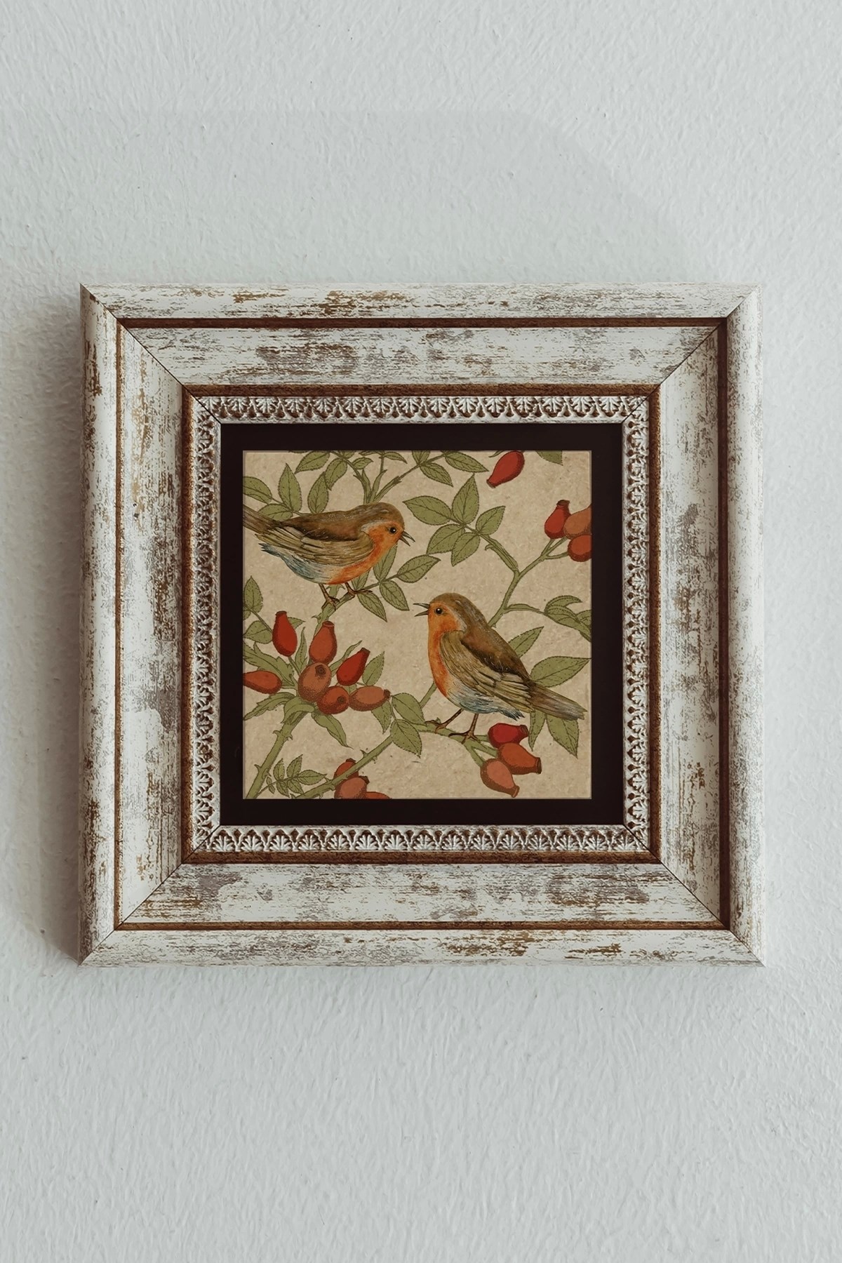 Kuş Çerçeveli Taş Tablo , Çerçeveli Taş Duvar Dekoru - Enkcrcvtbl-00091 20 cm