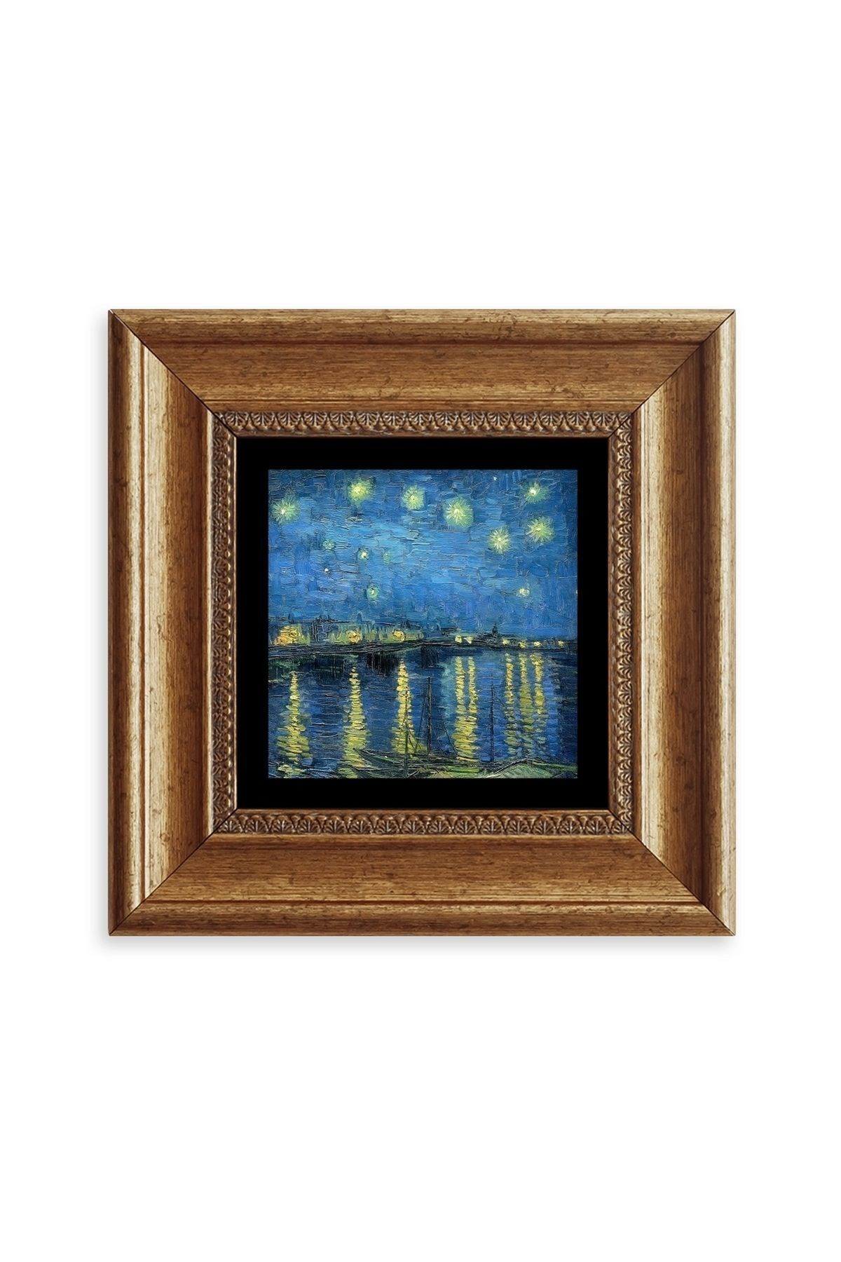 Yıldızlı Gece Çerçeveli Taş Tablo 20 cm