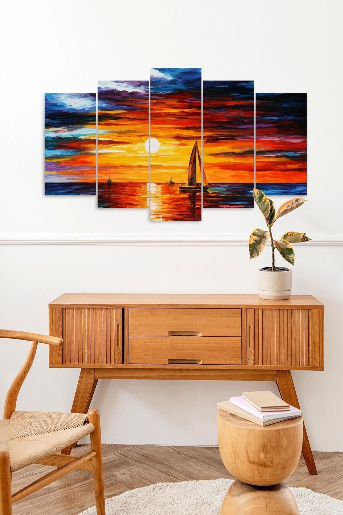 Deniz Manzarası 5 Parçalı Mdf Tablo 60 x 100