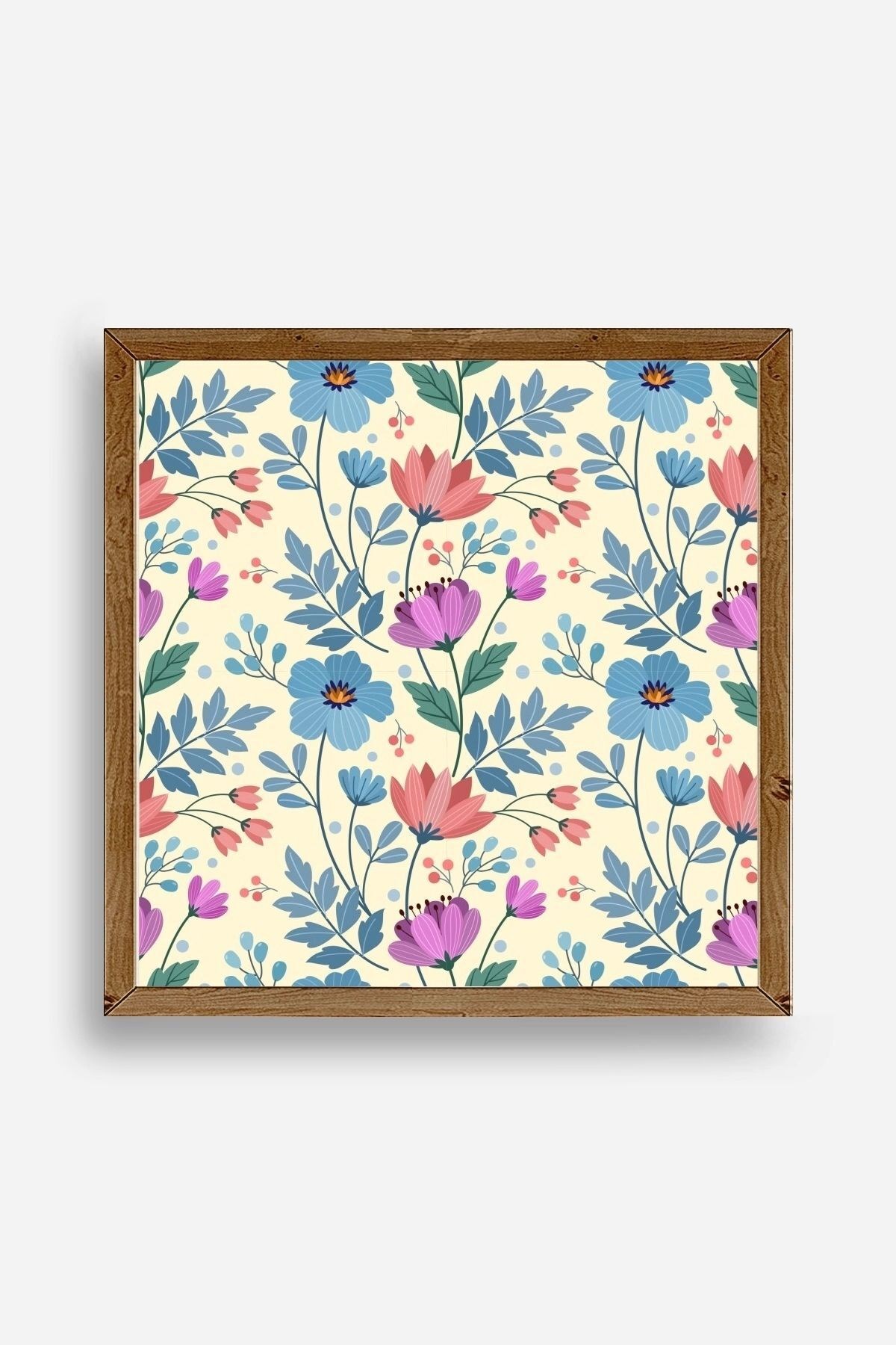 Çiçek Ahşap Çerçeveli Tablo 50 x 50