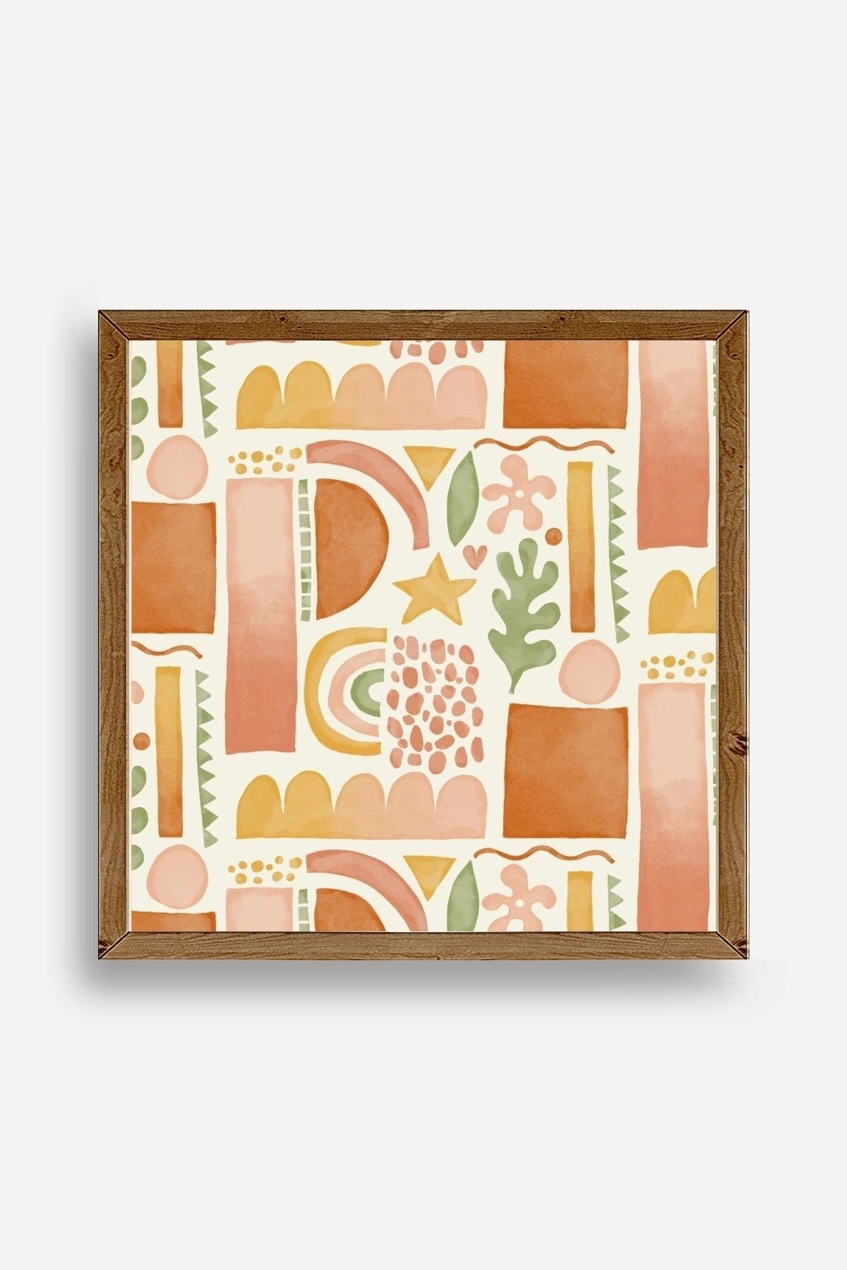 Soyut Ahşap Çerçeveli Tablo 50 x 50