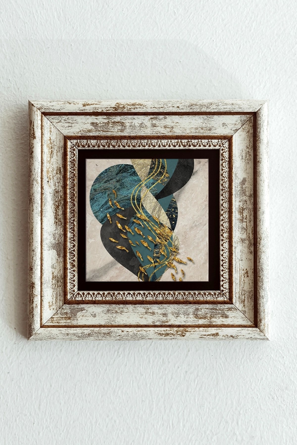 Desenli Çerçeveli Taş Tablo , Çerçeveli Taş Duvar Dekoru-enkcrcvtbl-00175 20 cm