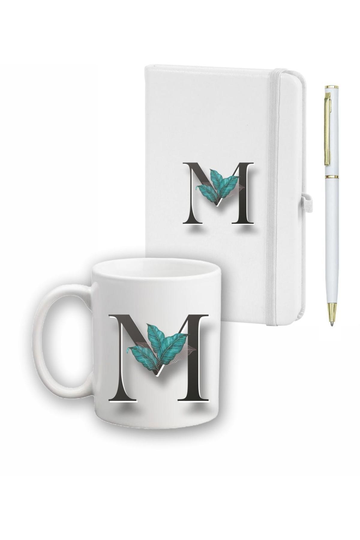 Yaprak Desen Ajanda Kupa ve Kalem Seti