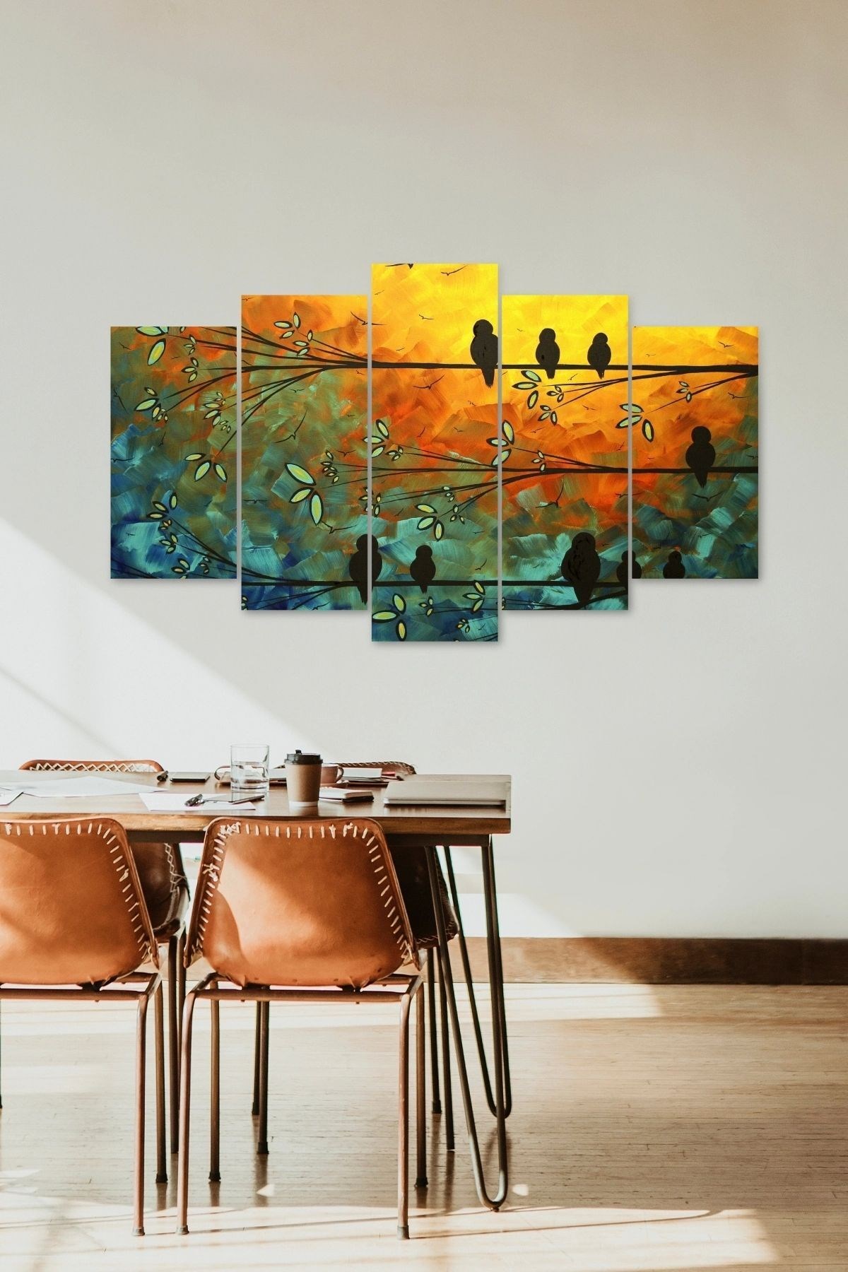 Kuşlar 5 Parçalı Mdf Tablo 60 x 100