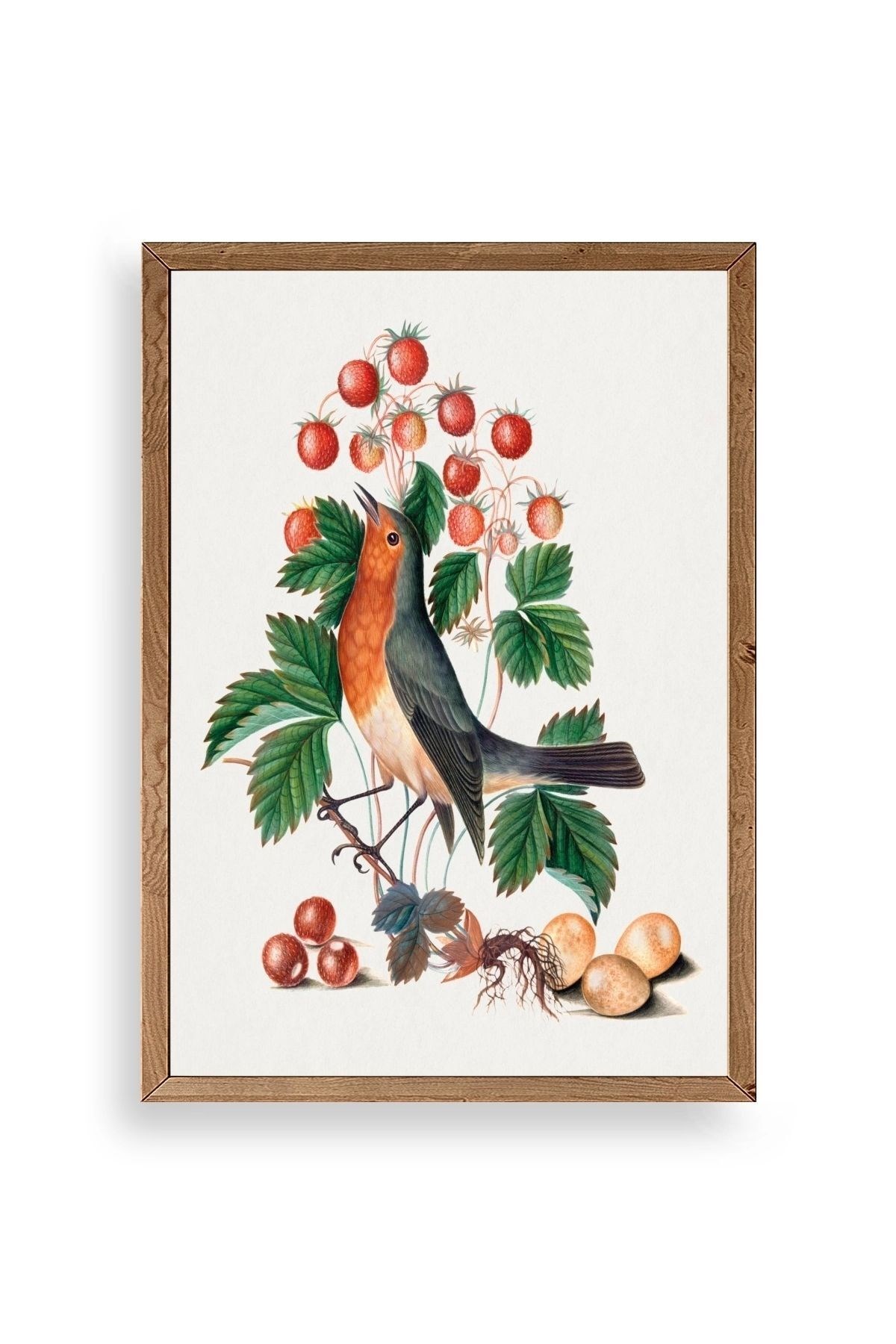 Daldaki Kuş Ahşap Çerçeveli Tablo 30 x 42