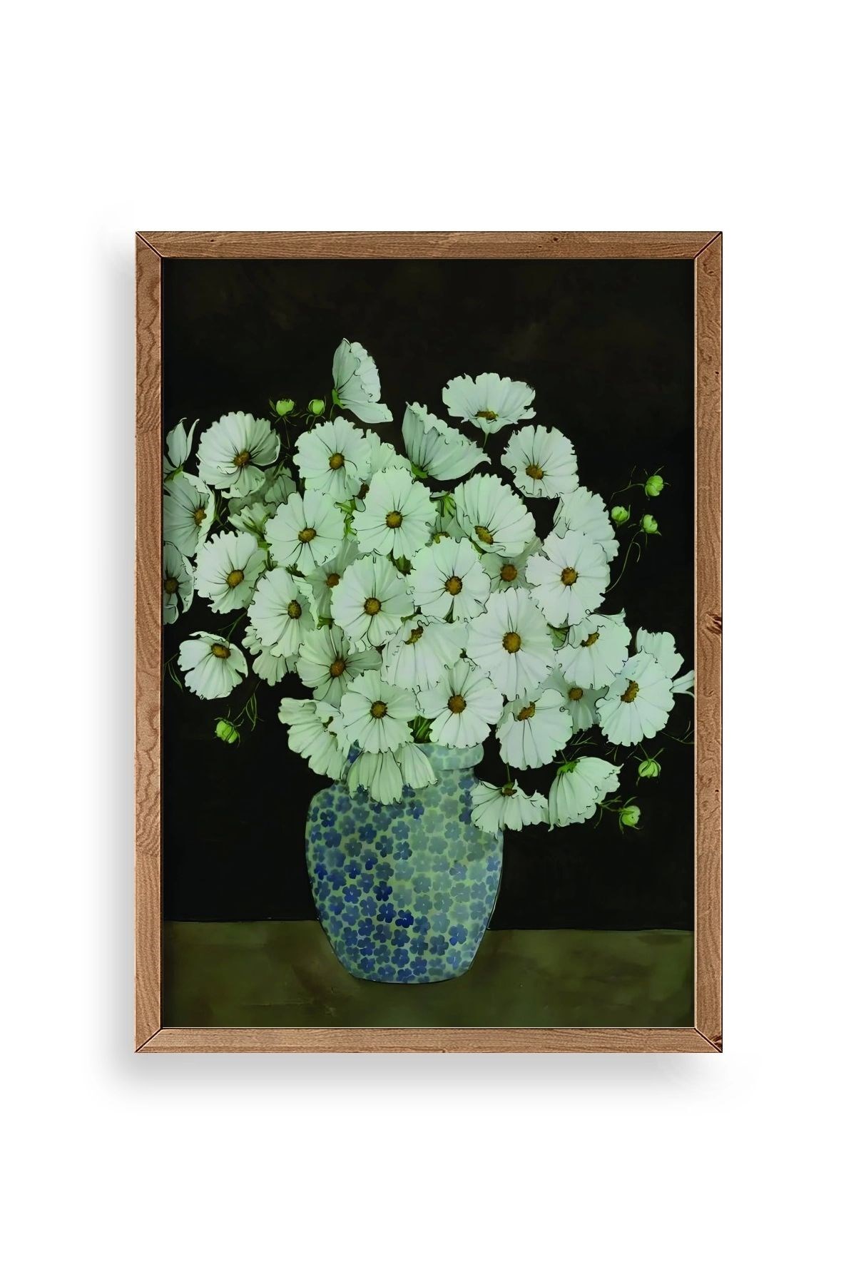 Çiçekler Ahşap Çerçeveli Tablo 30 x 42