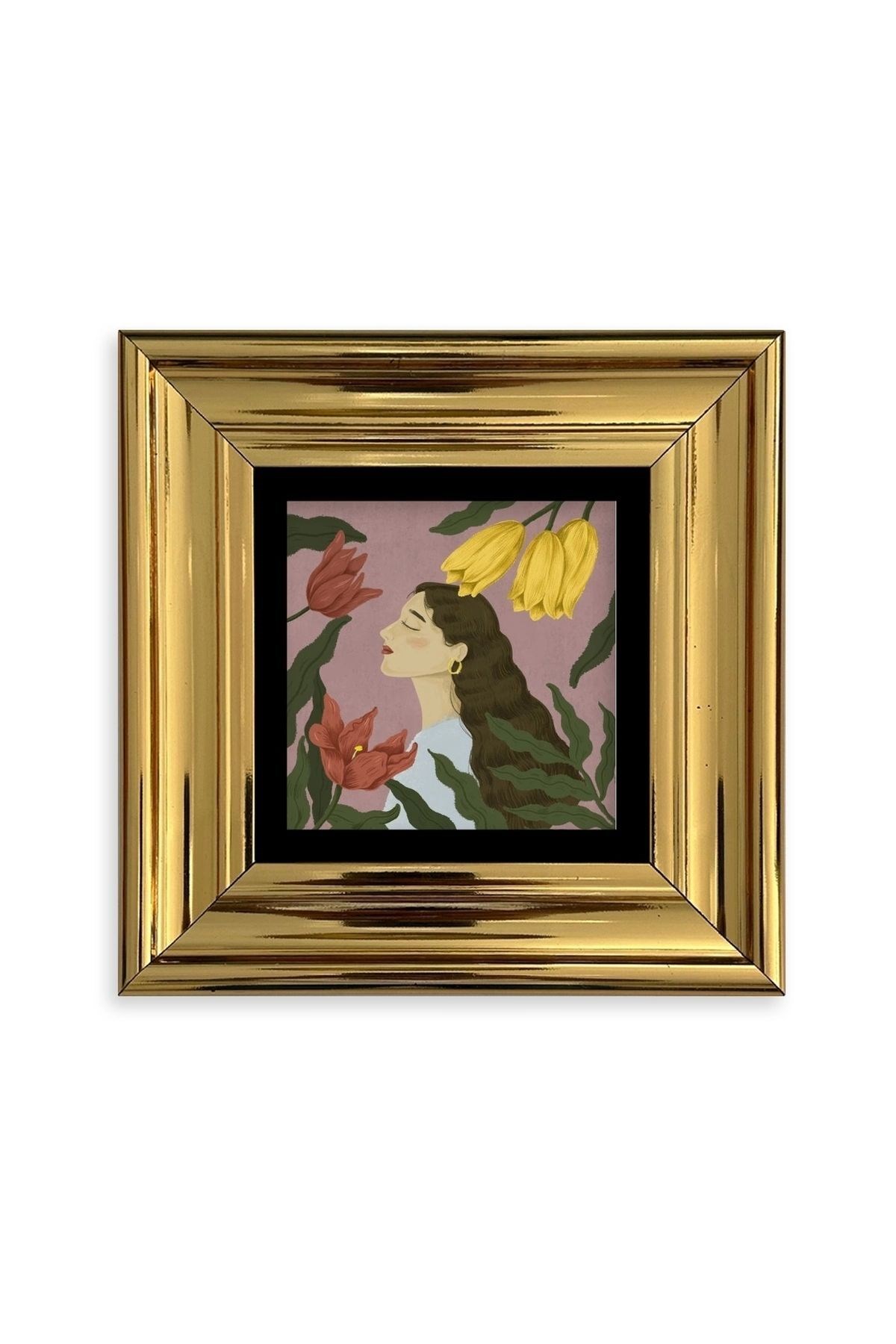 Kadın Çerçeveli Taş Tablo 20 cm