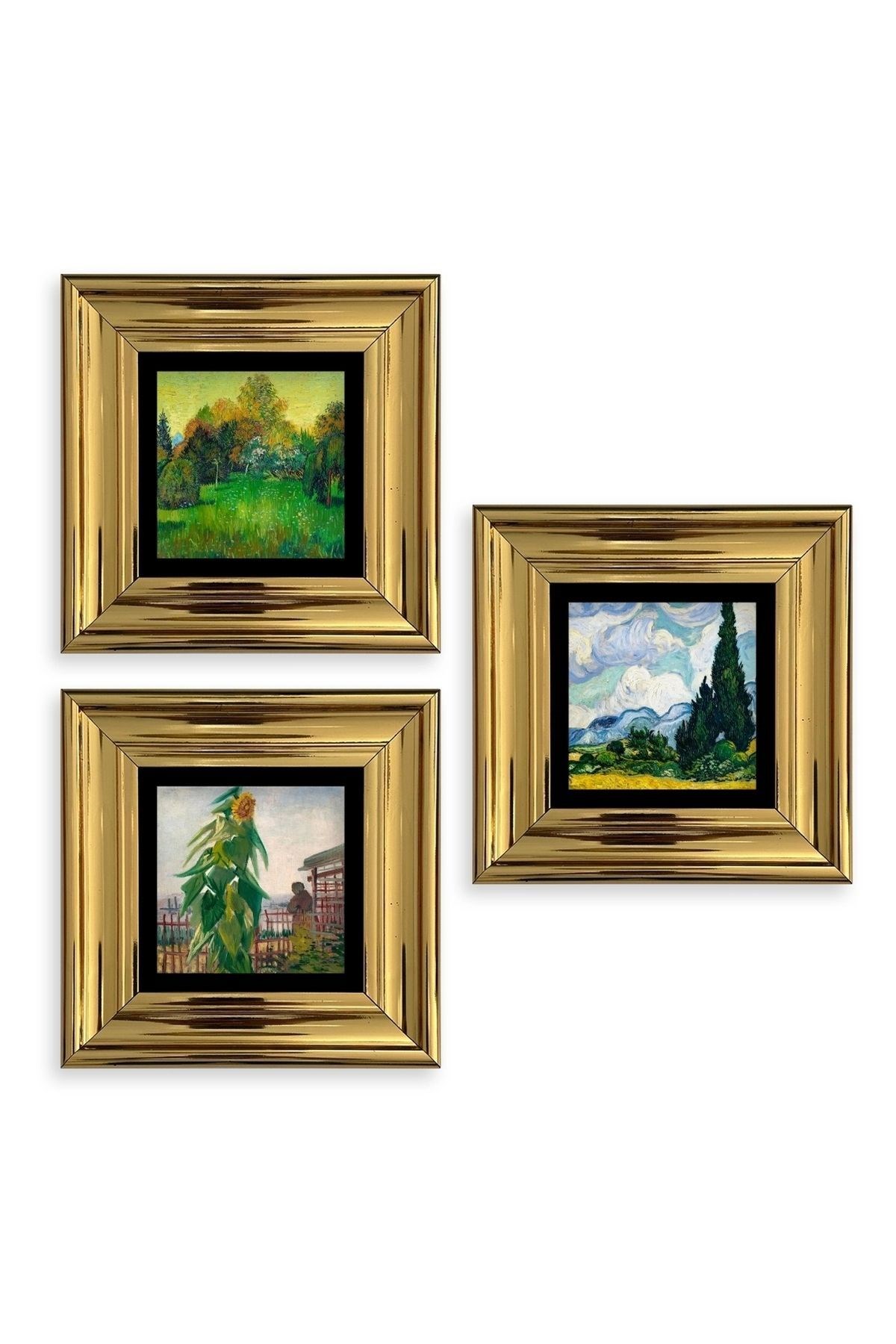 Doğa 3 lü Set Çerçeveli Taş Tablo 20 cm