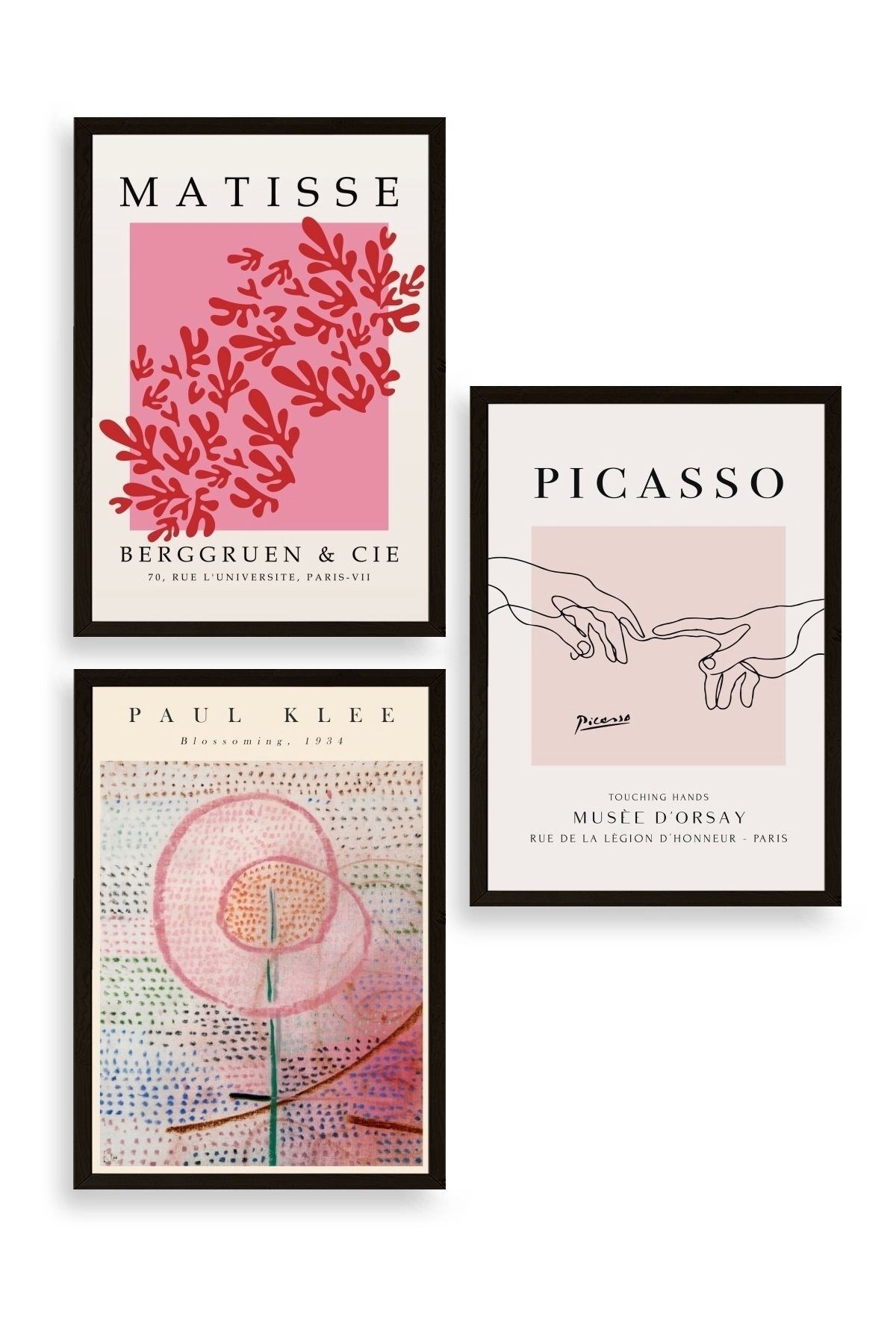 Ünlü Tablolar Üçlü Ahşap Çerçeveli Tablo 50 x 70