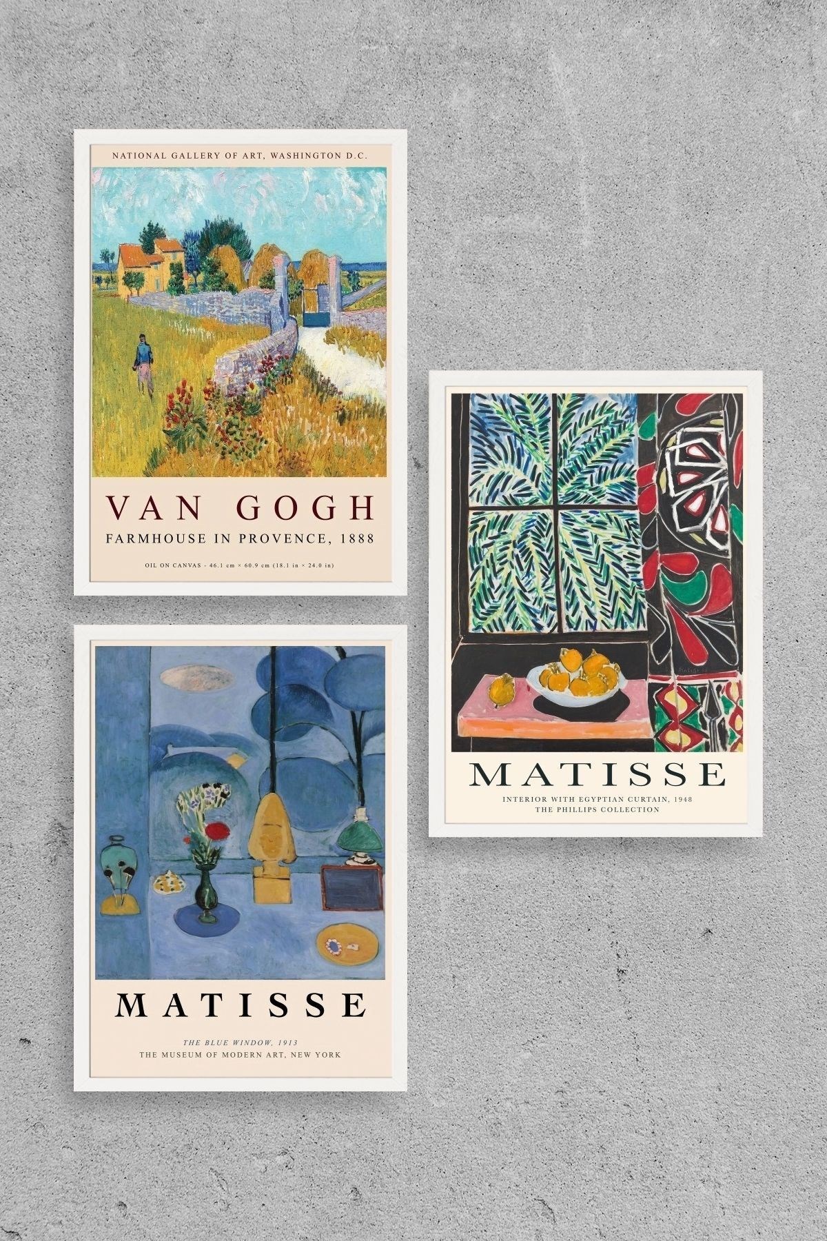 Ünlü Tablolar Üçlü Ahşap Çerçeveli Tablo 30 x 40