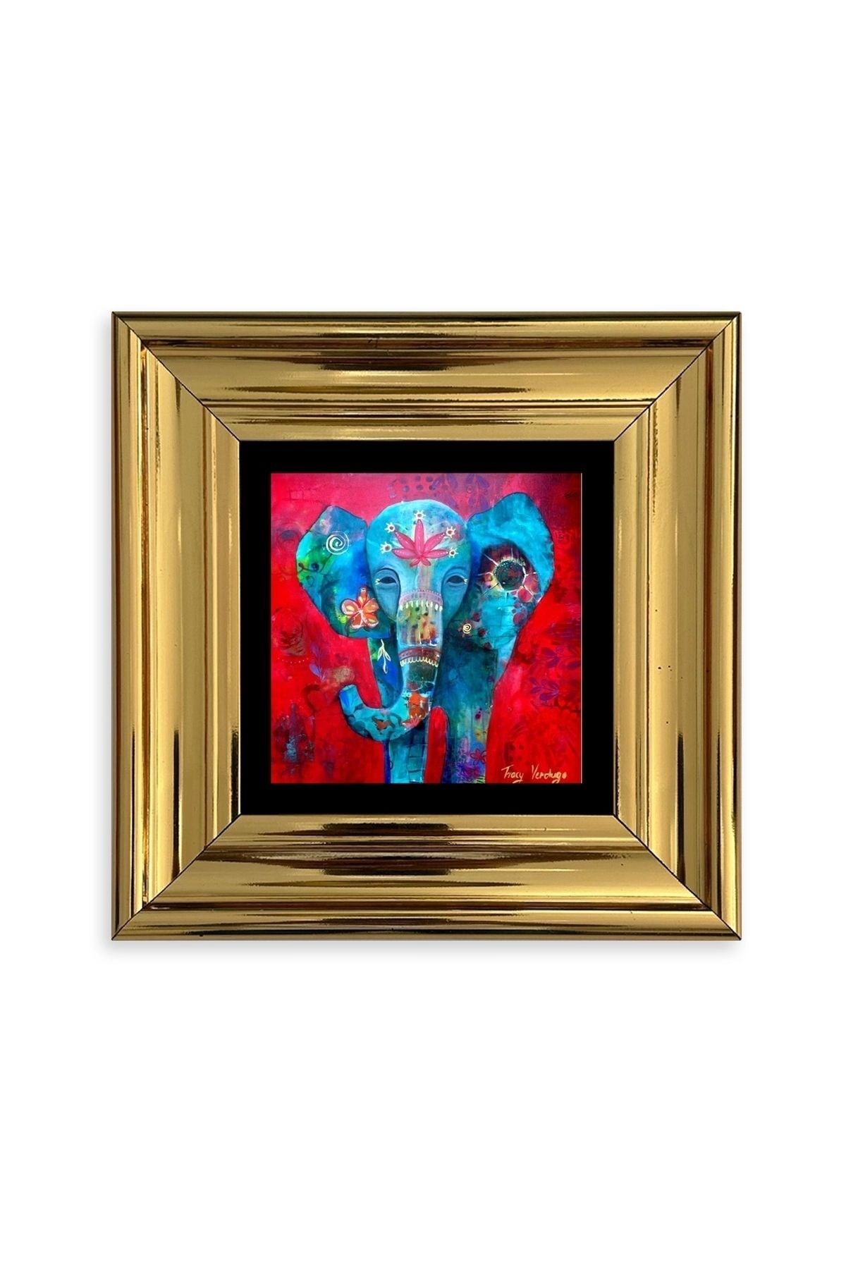 Fil Çerçeveli Taş Tablo 20 cm