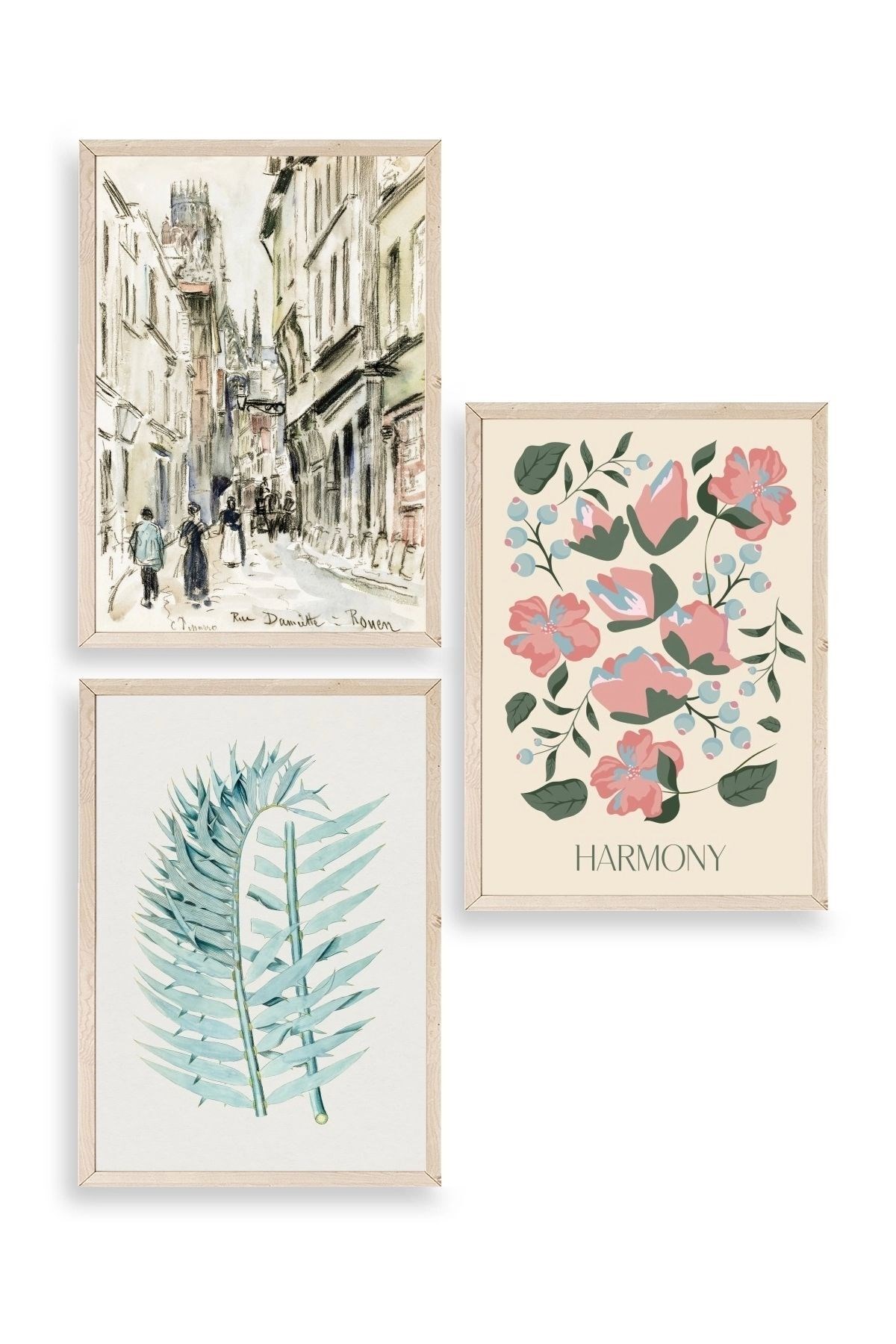 Harmony Üçlü Ahşap Çerçeveli Tablo 23 x 30
