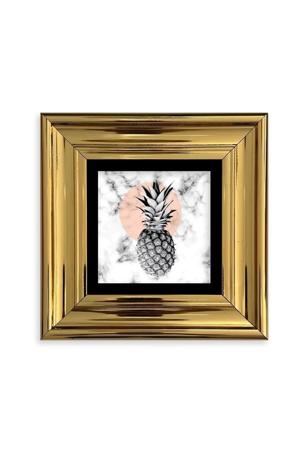 Ananas Çerçeveli Taş Tablo 20 cm