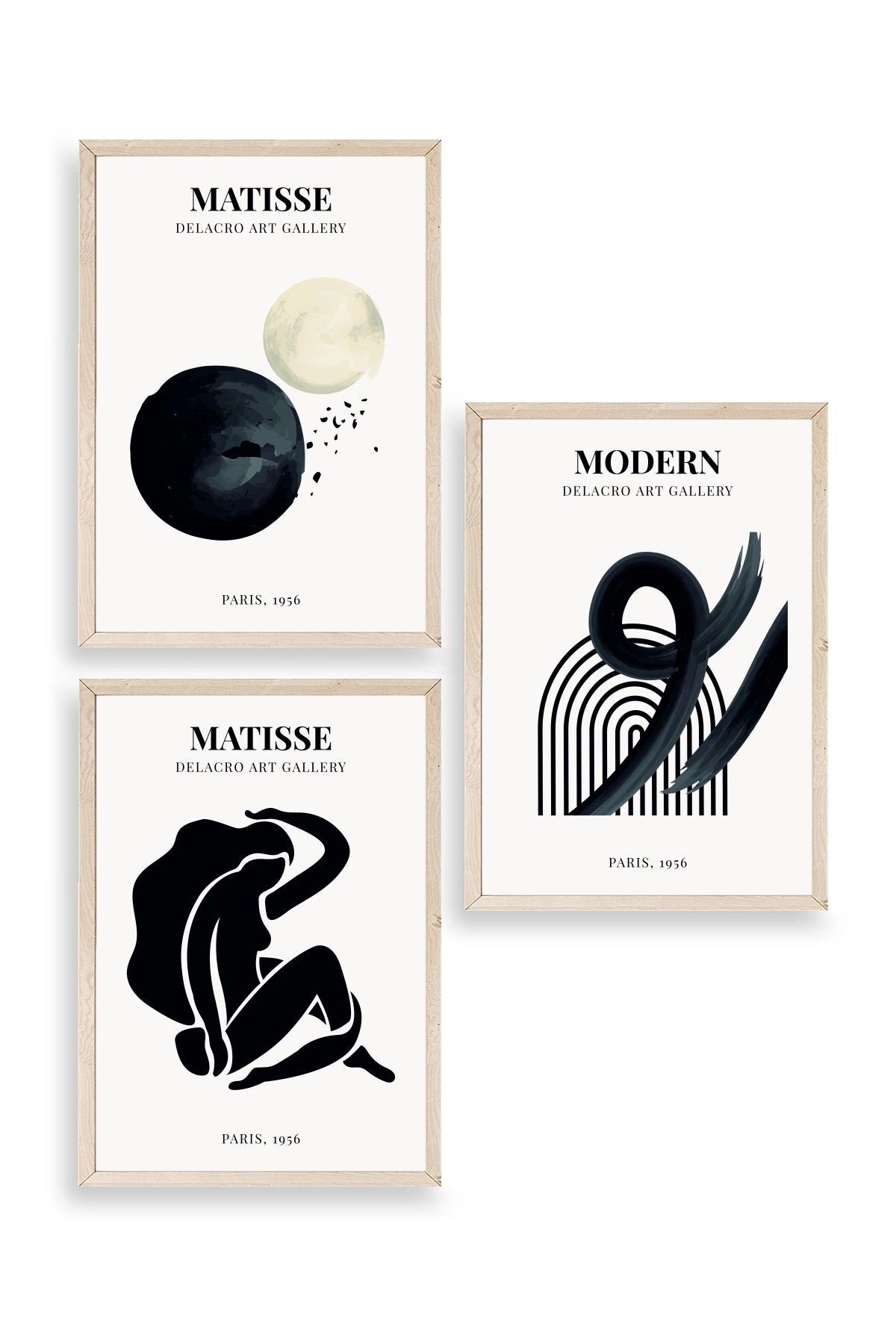 Matisse Üçlü Ahşap Çerçeveli Tablo 40 x 60