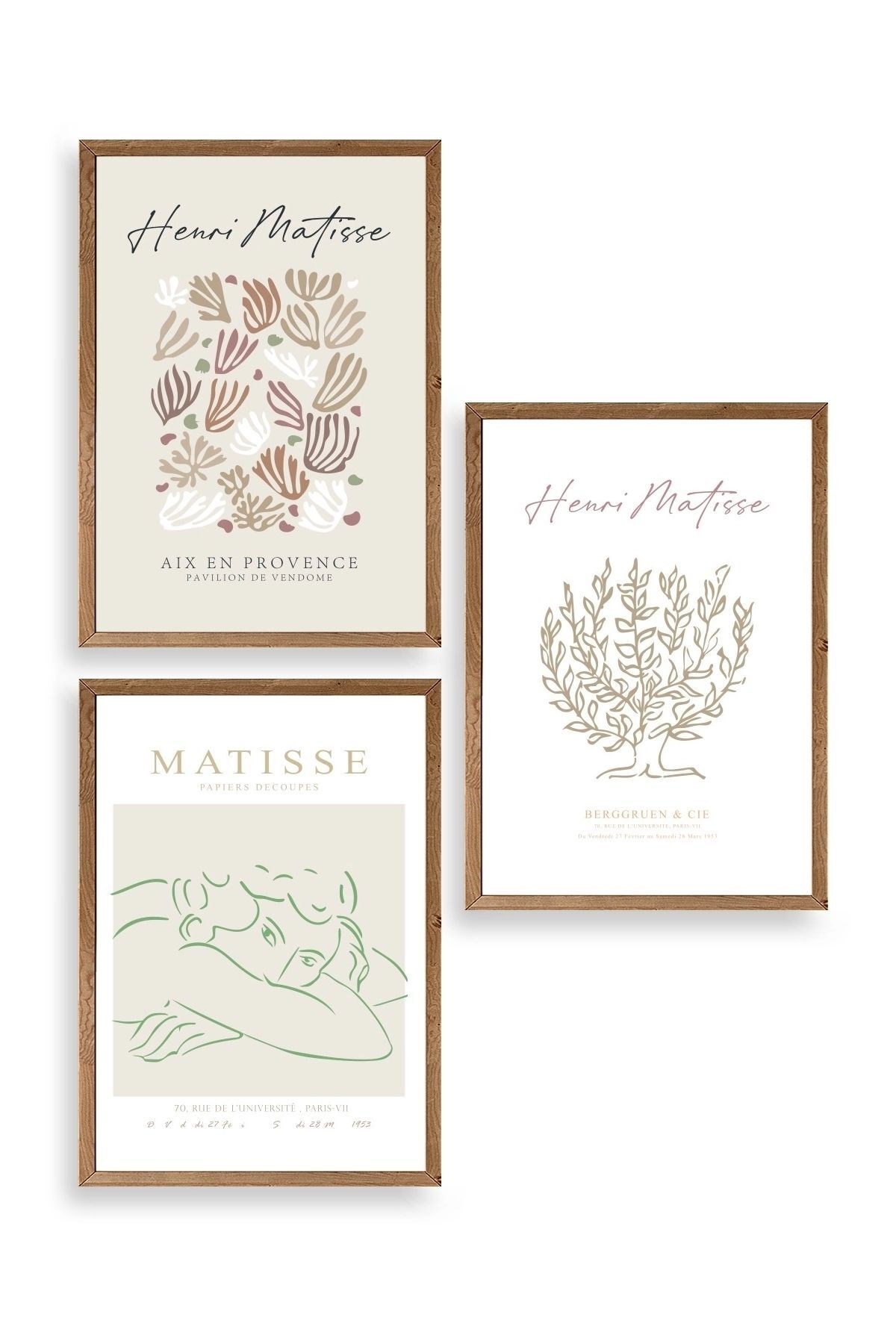 Matisse Üçlü Ahşap Çerçeveli Tablo 50 x 70