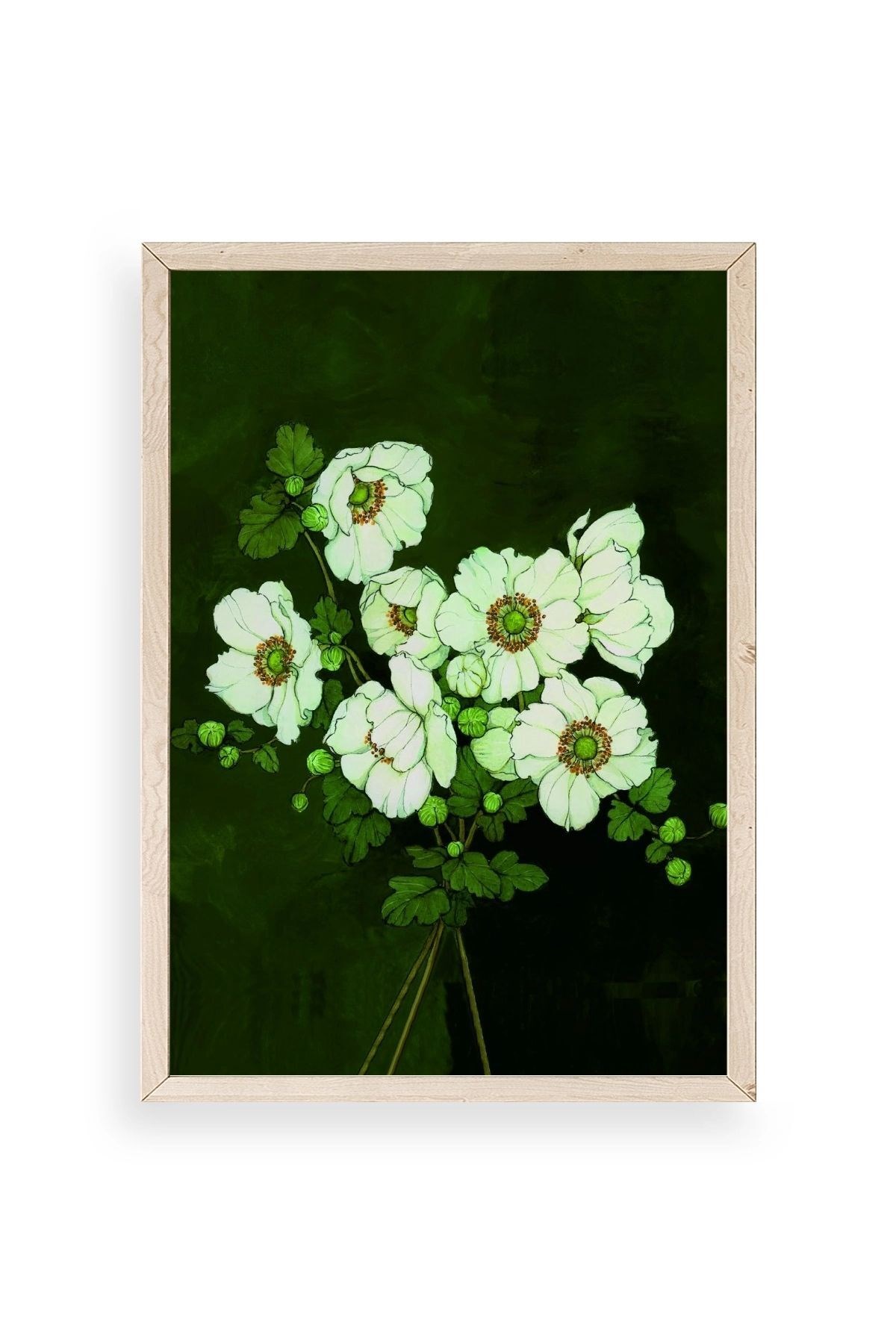 Çiçekler Ahşap Çerçeveli Tablo 17 x 23