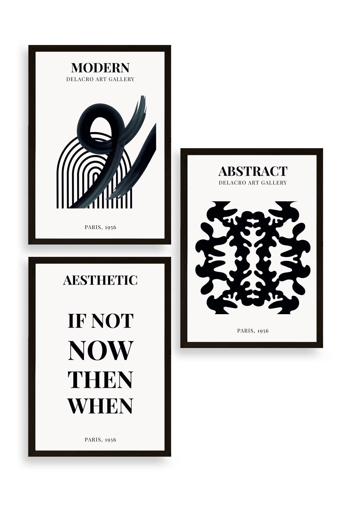 Modern Üçlü Ahşap Çerçeveli Tablo 30 x 40