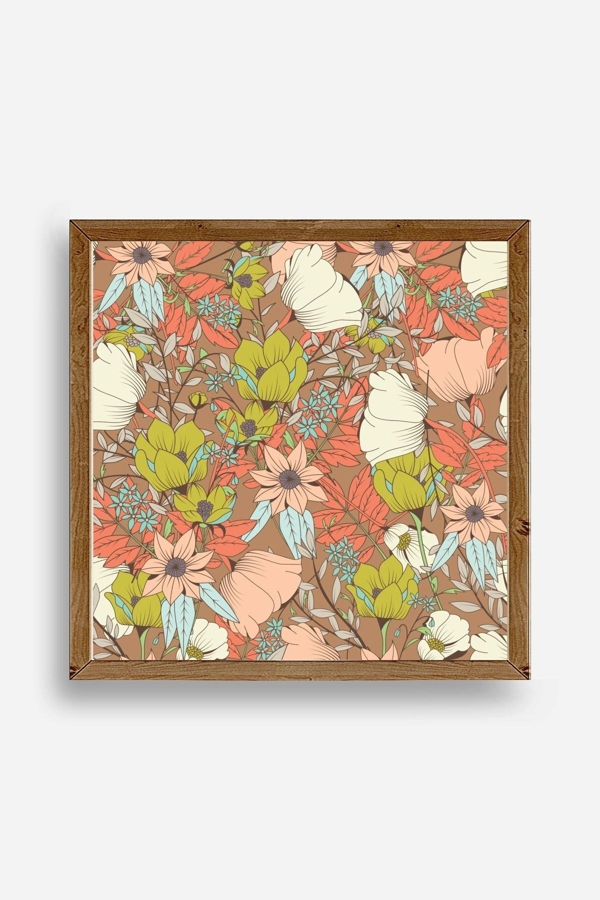 Çiçek Ahşap Çerçeveli Tablo 50 x 50