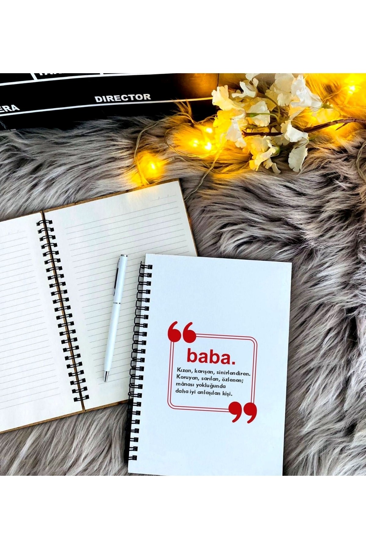 Babalar Günü Için Kalem Defter Seti - Beyaz