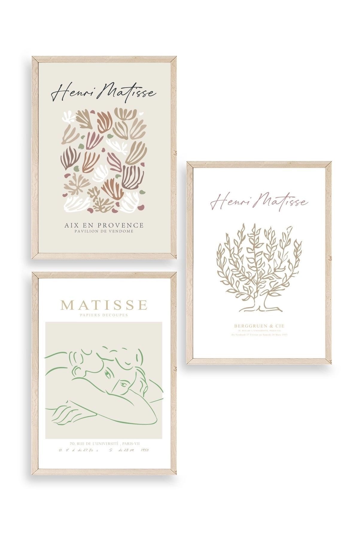 Matisse Üçlü Ahşap Çerçeveli Tablo 23 x 30