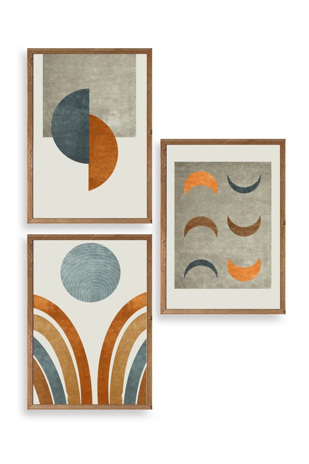 Manzara Üçlü Ahşap Çerçeveli Tablo 23 x 30